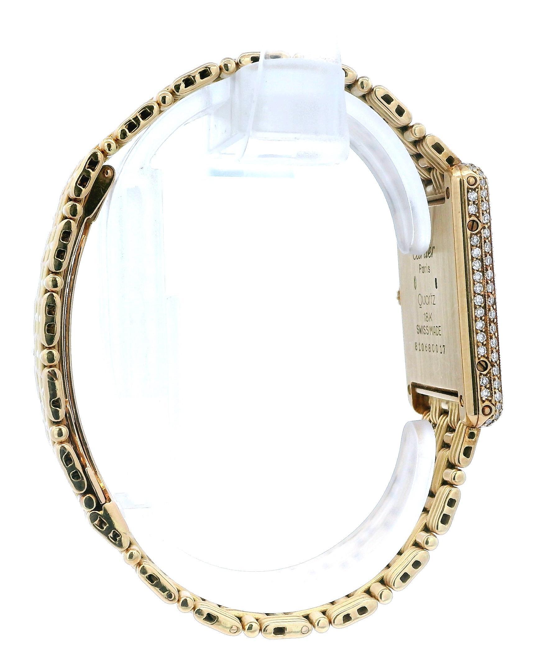 Women's or Men's Tank Louis Cartier Large WA3001A7 Diamond Dial and Bezel Cartier link bracelet For Sale