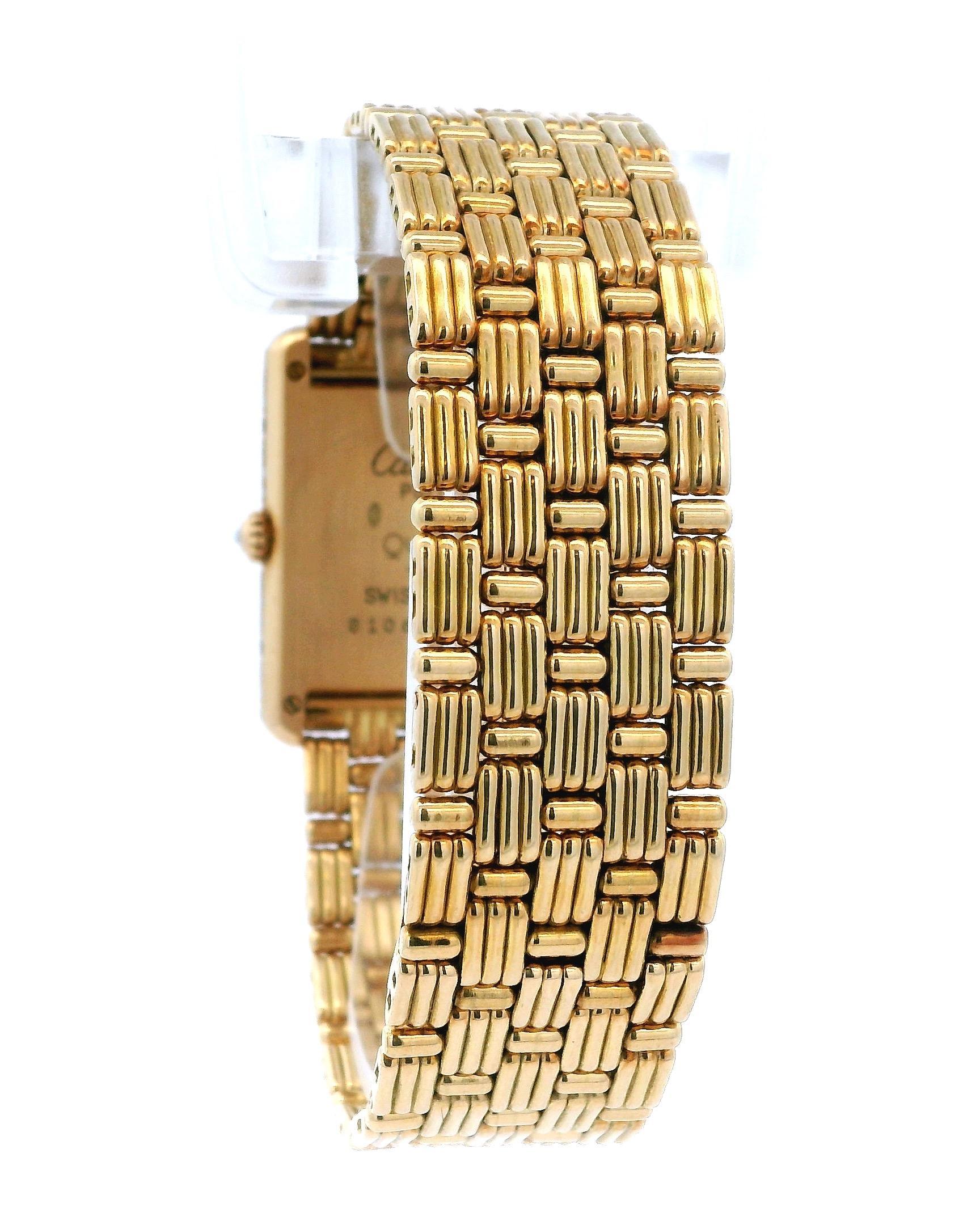Tank Louis Cartier Large WA3001A7 Diamond Dial and Bezel Cartier link bracelet For Sale 1