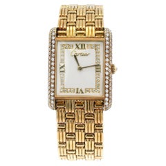 Bracelet Cartier Tank Louis Cartier grand modèle WA3001A7 avec cadran et lunette en diamants