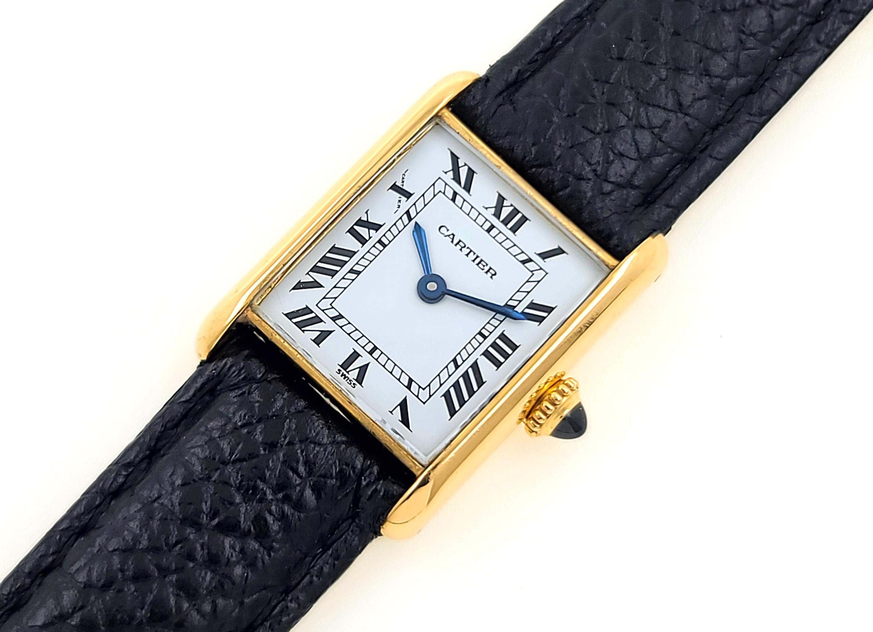 Tank Louis Cartier LC 67117 18k Gold 1977 Box and Servicing Papers 78087 In Excellent Condition In PARIS, FR