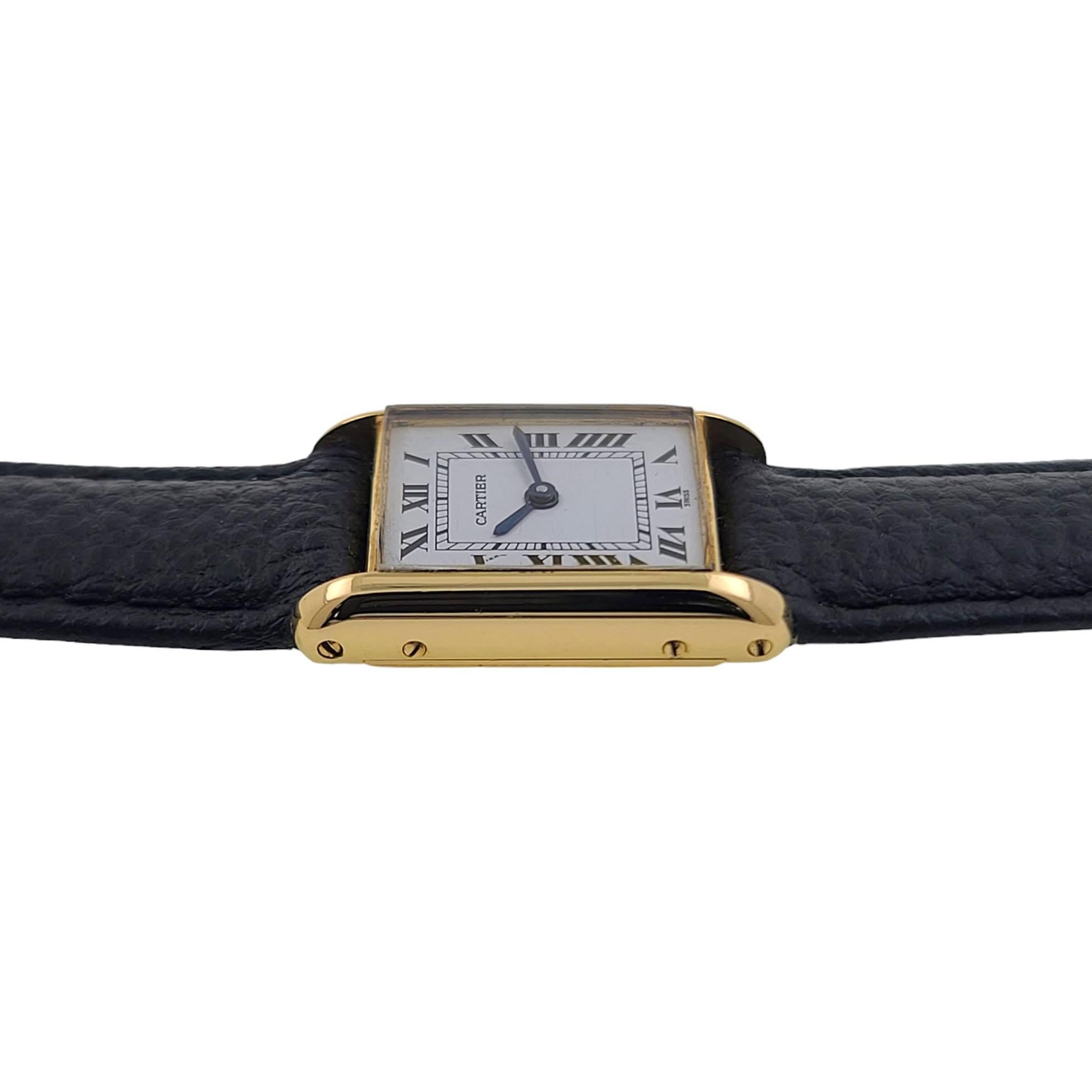 Tank Louis Cartier LC 67117 18k Gold 1977 Sapphire Cabochon Railway 78087 2