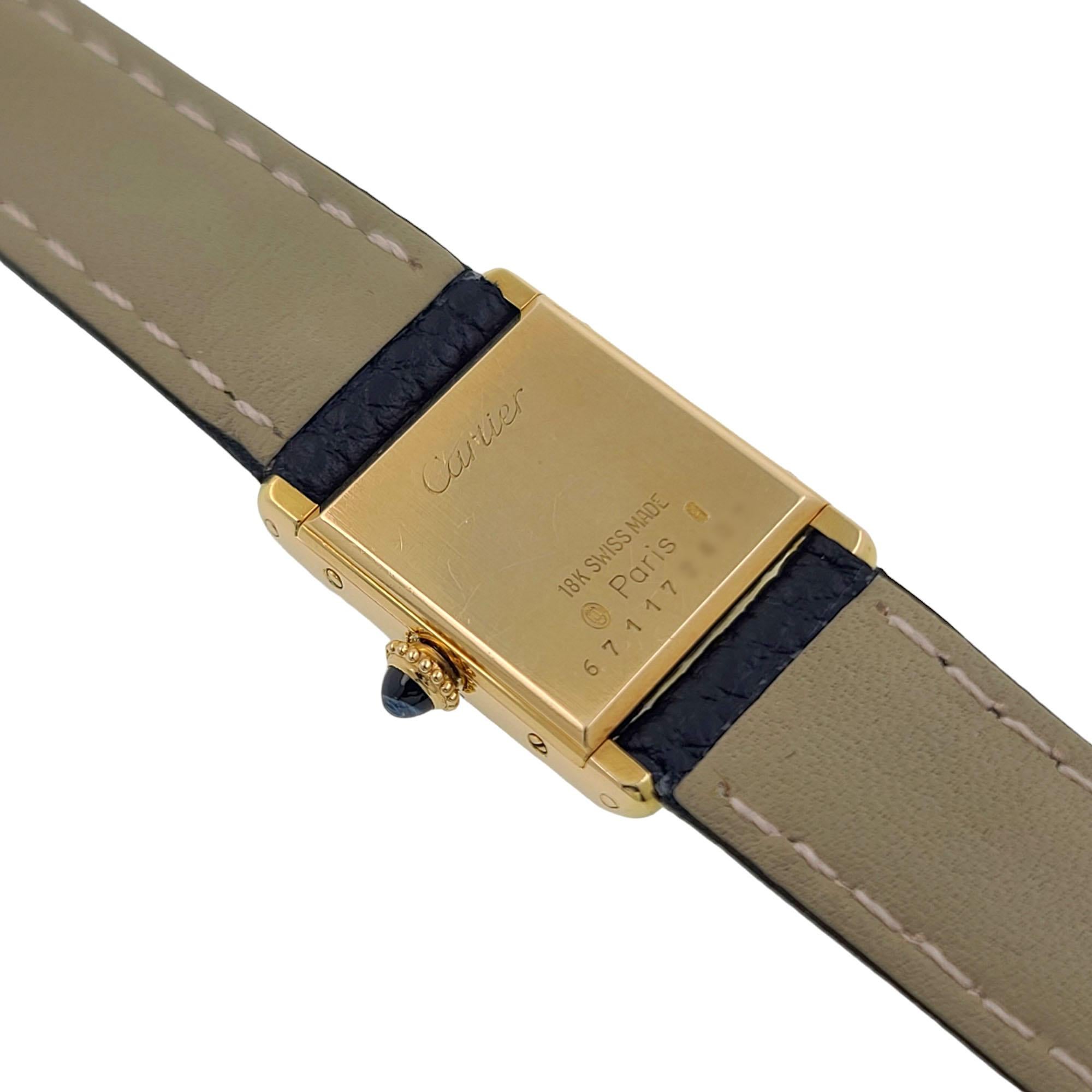 Tank Louis Cartier LC 67117 18k Gold 1977 Sapphire Cabochon Railway 78087 3