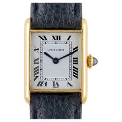 Tank Louis Cartier LC 67117 18k Gold 1977 Sapphire Cabochon Railway 78087