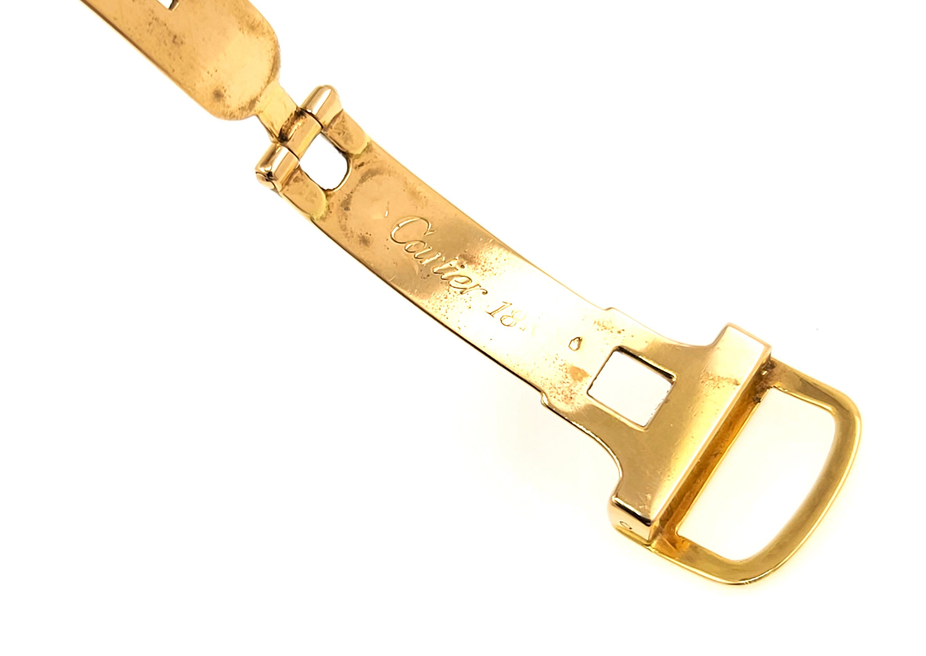 Tank Louis Cartier MOP Dial Diamonds 78227 18k Gold 1974 Gold Folding Clasp For Sale 8