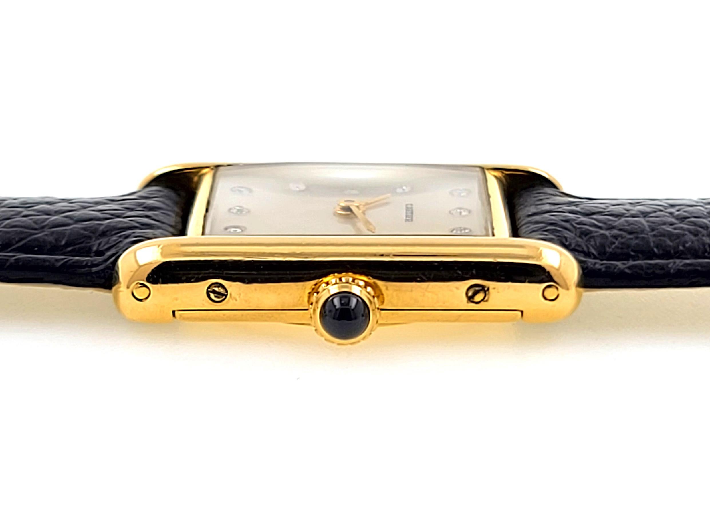 Women's Tank Louis Cartier MOP Dial Diamonds 78227 18k Gold 1974 Gold Folding Clasp For Sale