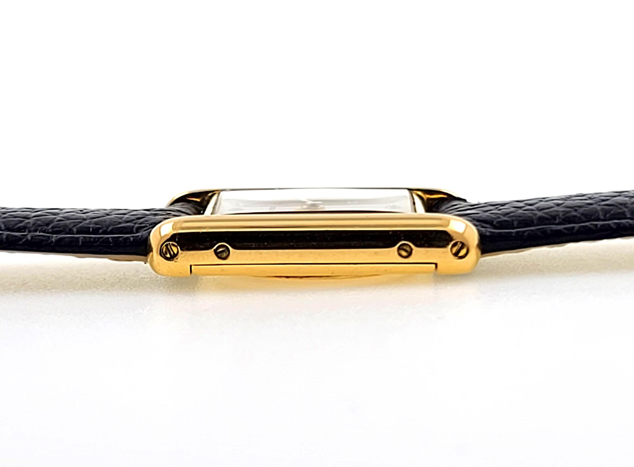 Tank Louis Cartier MOP Dial Diamonds 78227 18k Gold 1974 Gold Folding Clasp For Sale 1