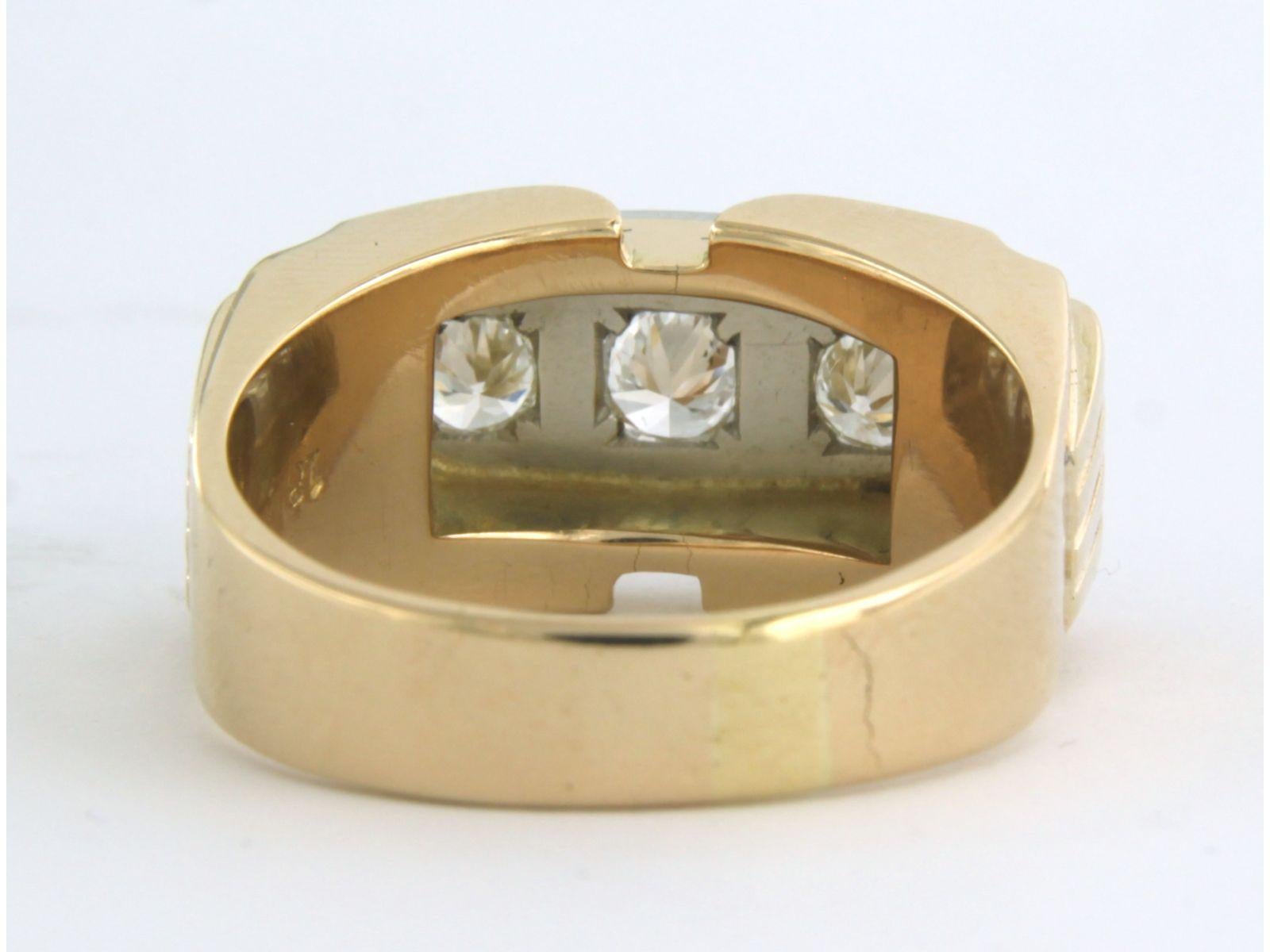 Tank-Ring aus 18 Karat zweifarbigem Gold mit Diamanten im alteuropäischen Schliff bis zu 0,50 Karat Damen im Angebot