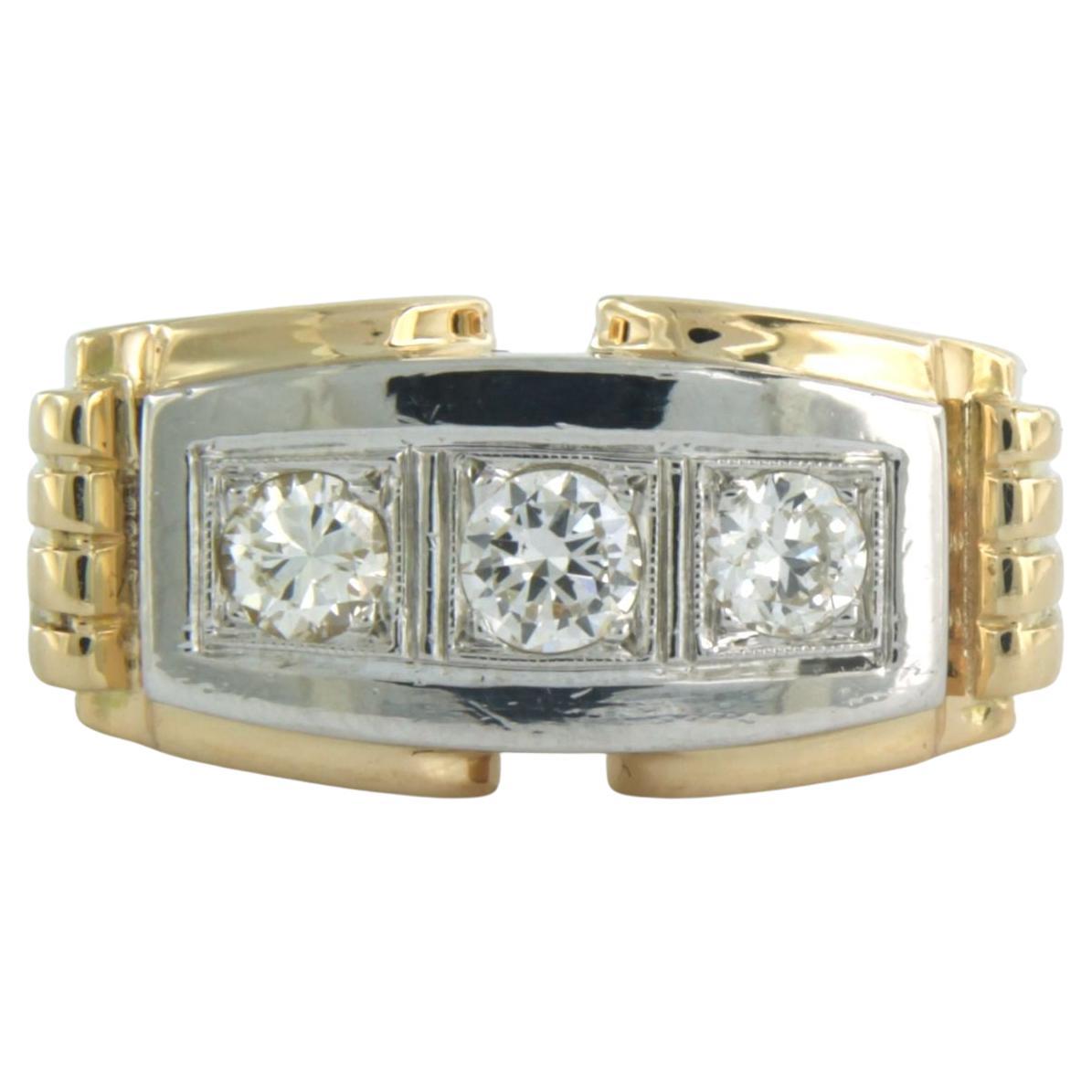 Tank model 18k bicolour gold ring with old European cut diamonds up to 0.50ct