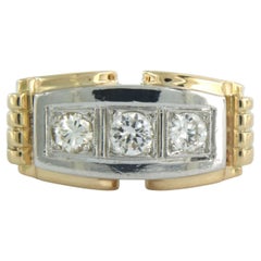 Tank model 18k bicolour gold ring with old European cut diamonds up to 0.50ct