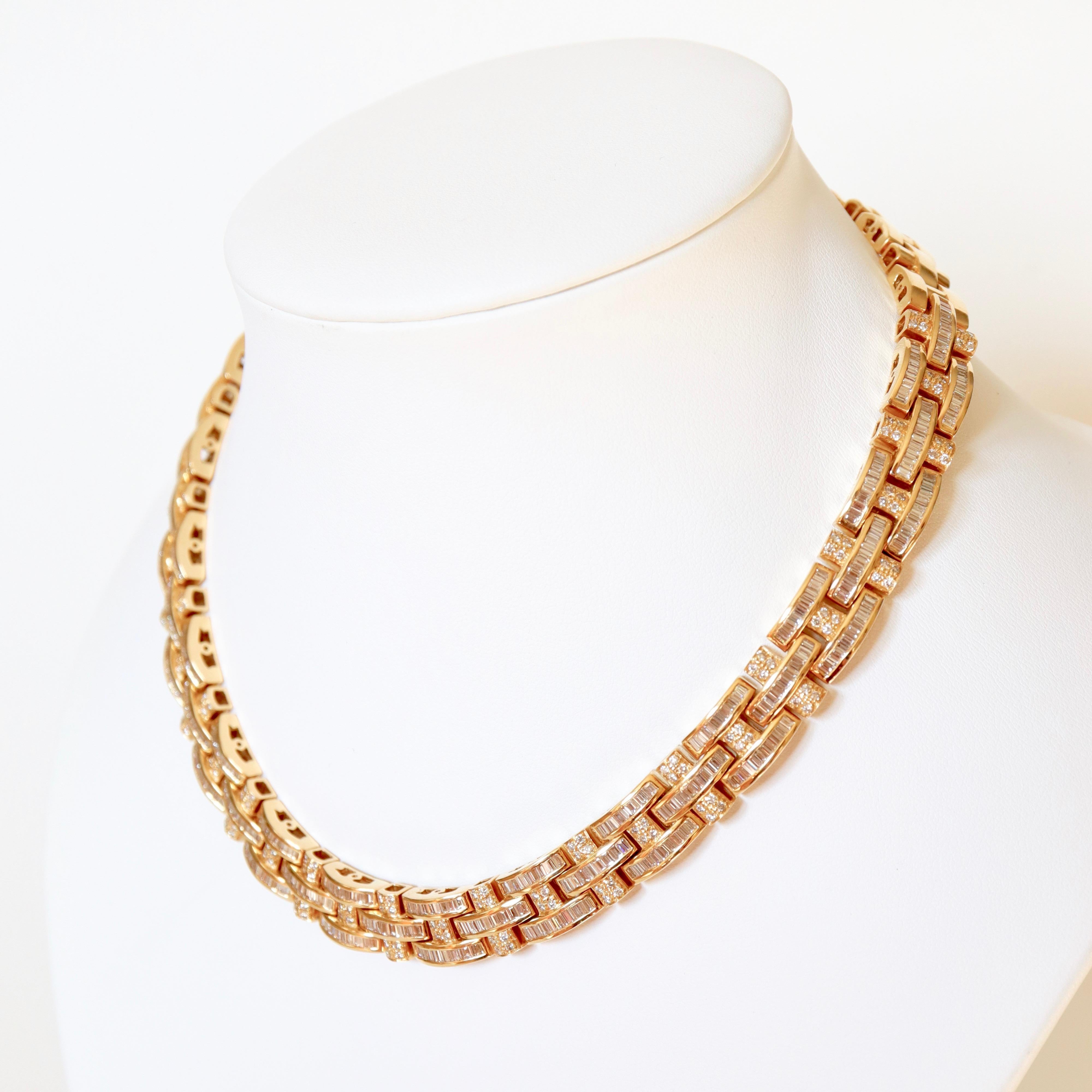 Women's Tank Necklace in 18 Carat Yellow Gold and Diamonds