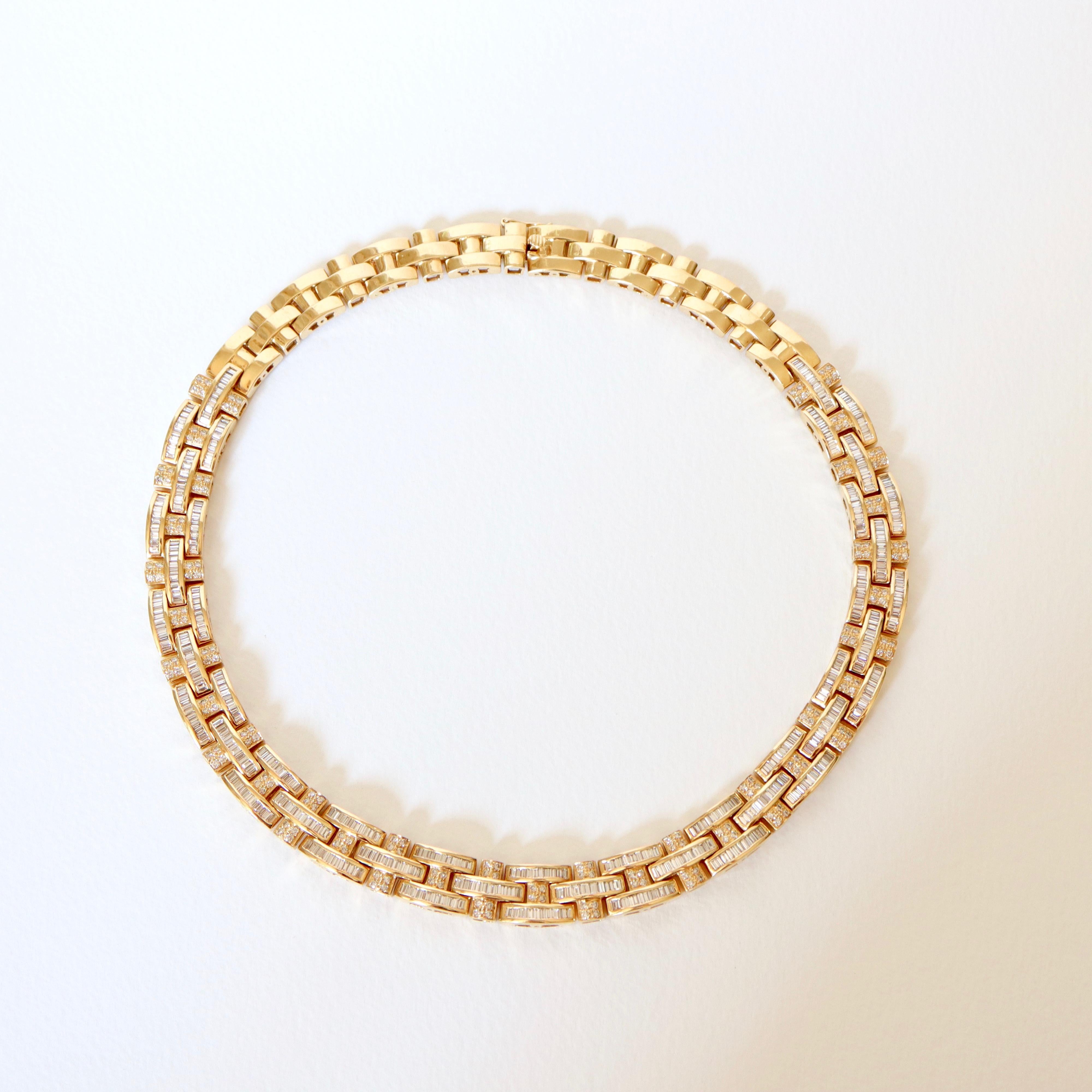 Tank Necklace in 18 Carat Yellow Gold and Diamonds 1