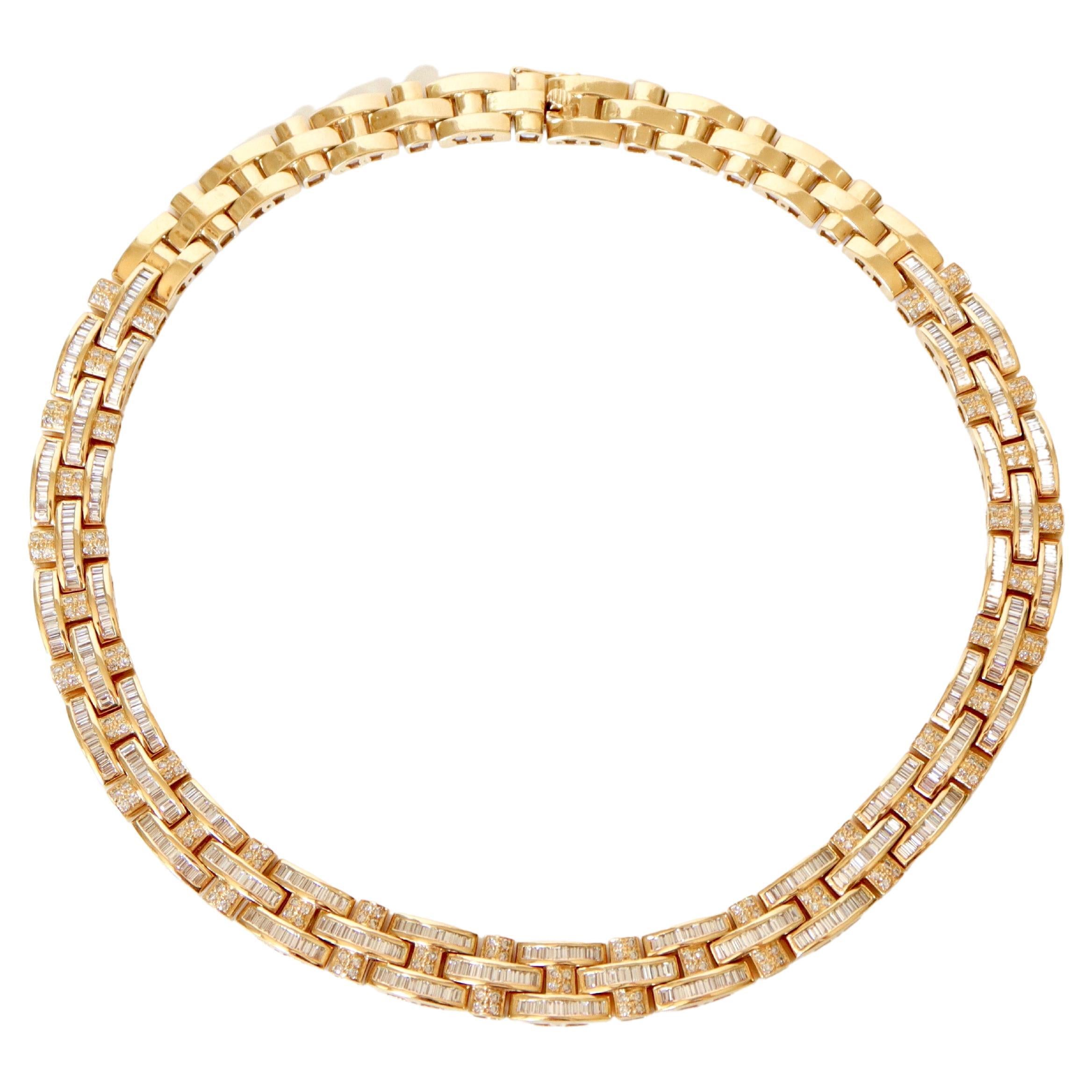 Tank Necklace in 18 Carat Yellow Gold and Diamonds