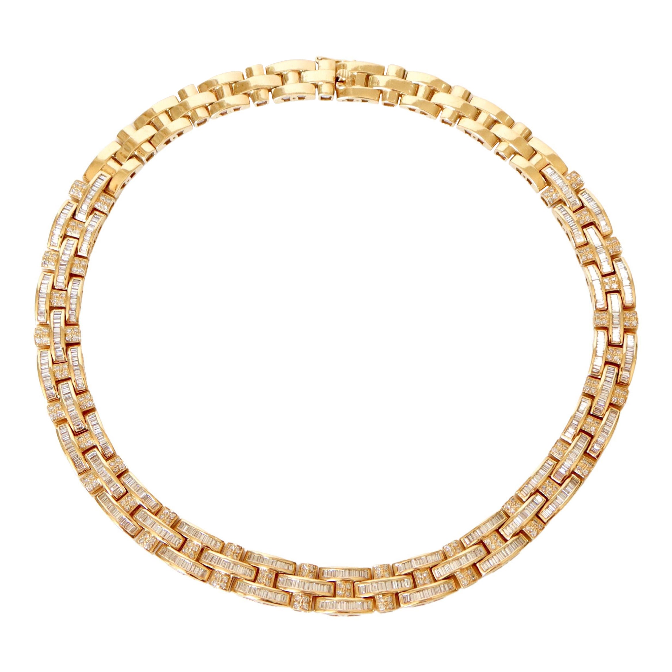 Tank Necklace with Diamonds in 18 Carat Yellow Gold