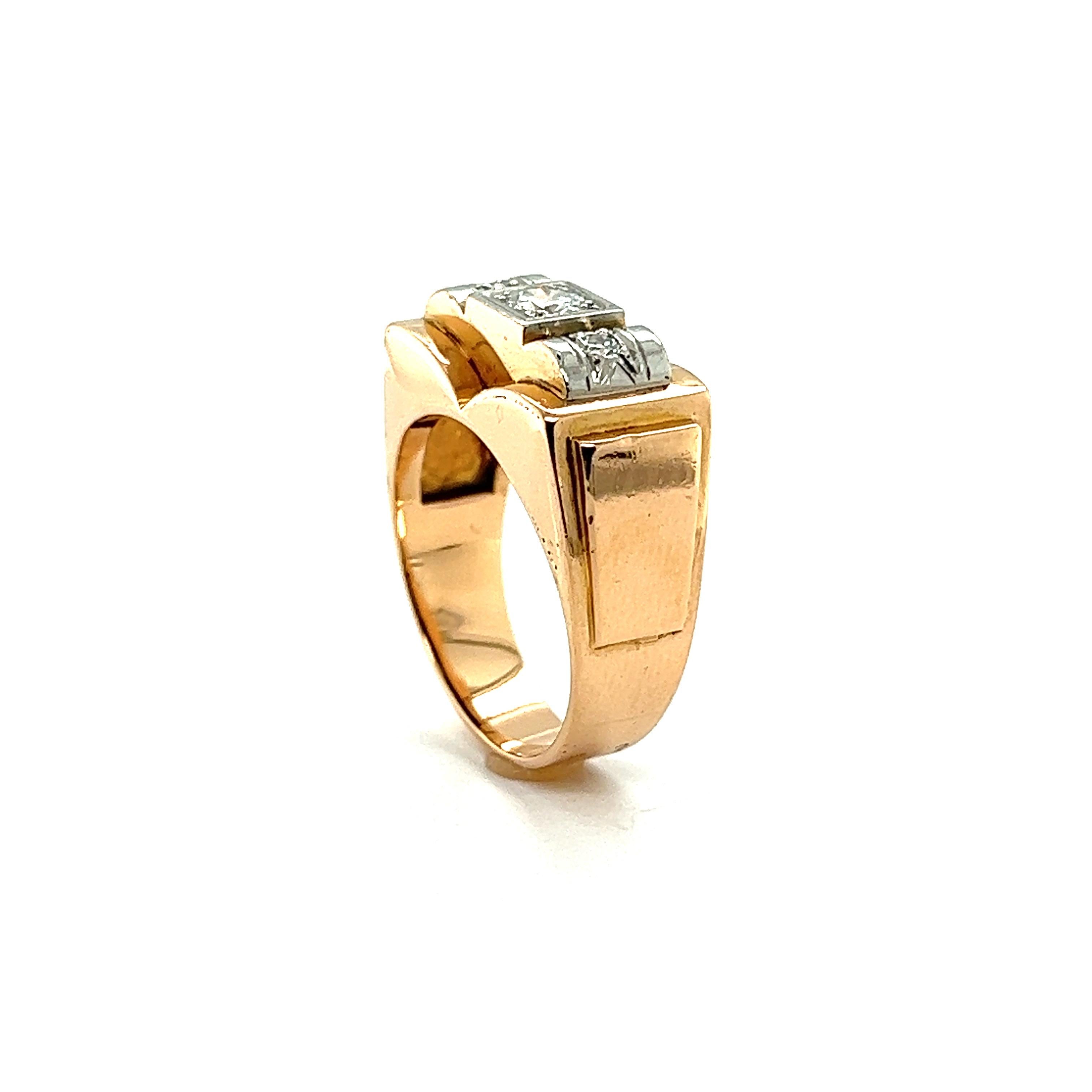 Tank Ring Diamond Platinium Yellow Gold 18 Karat For Sale 7