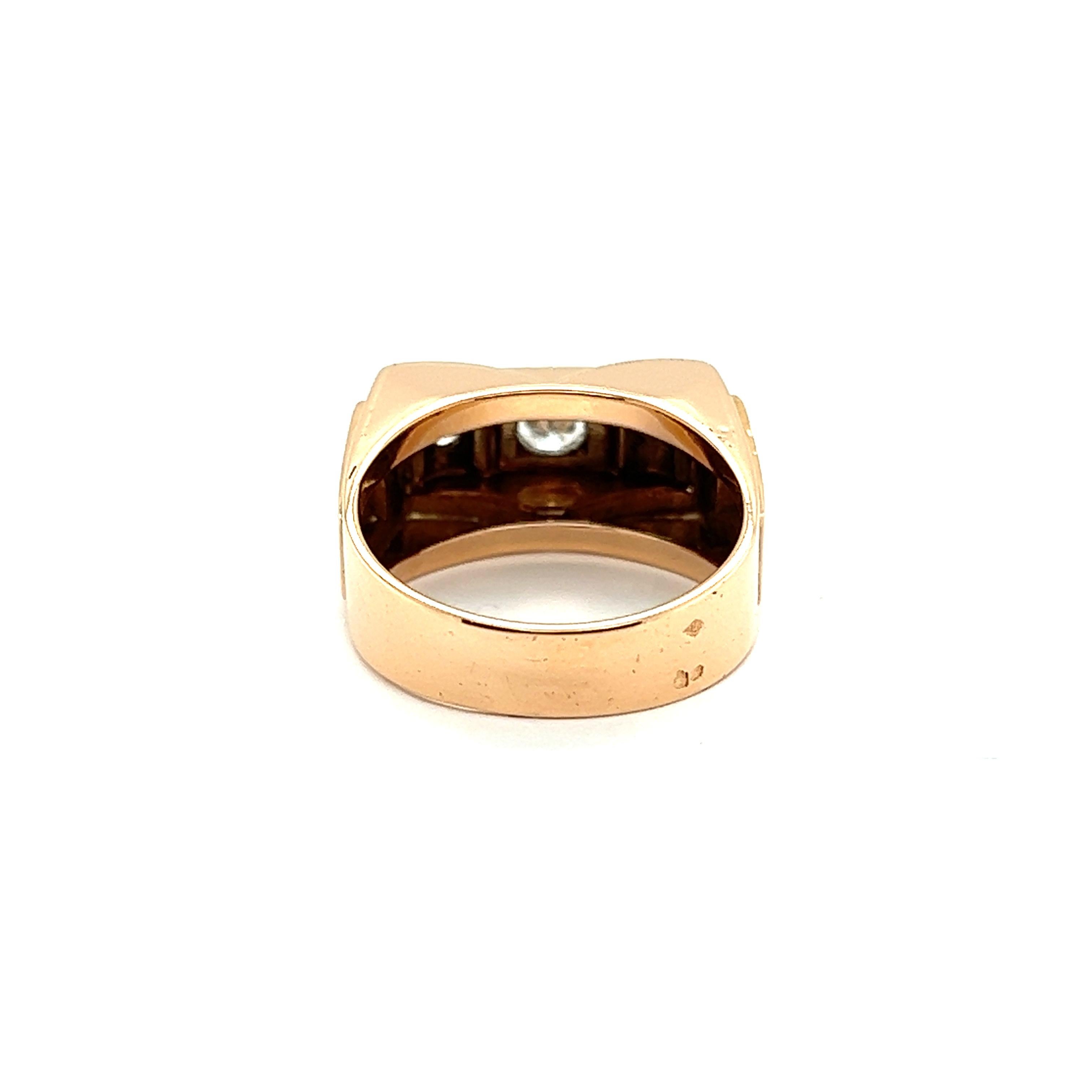 Tank Ring Diamond Platinium Yellow Gold 18 Karat In Good Condition For Sale In Vannes, FR