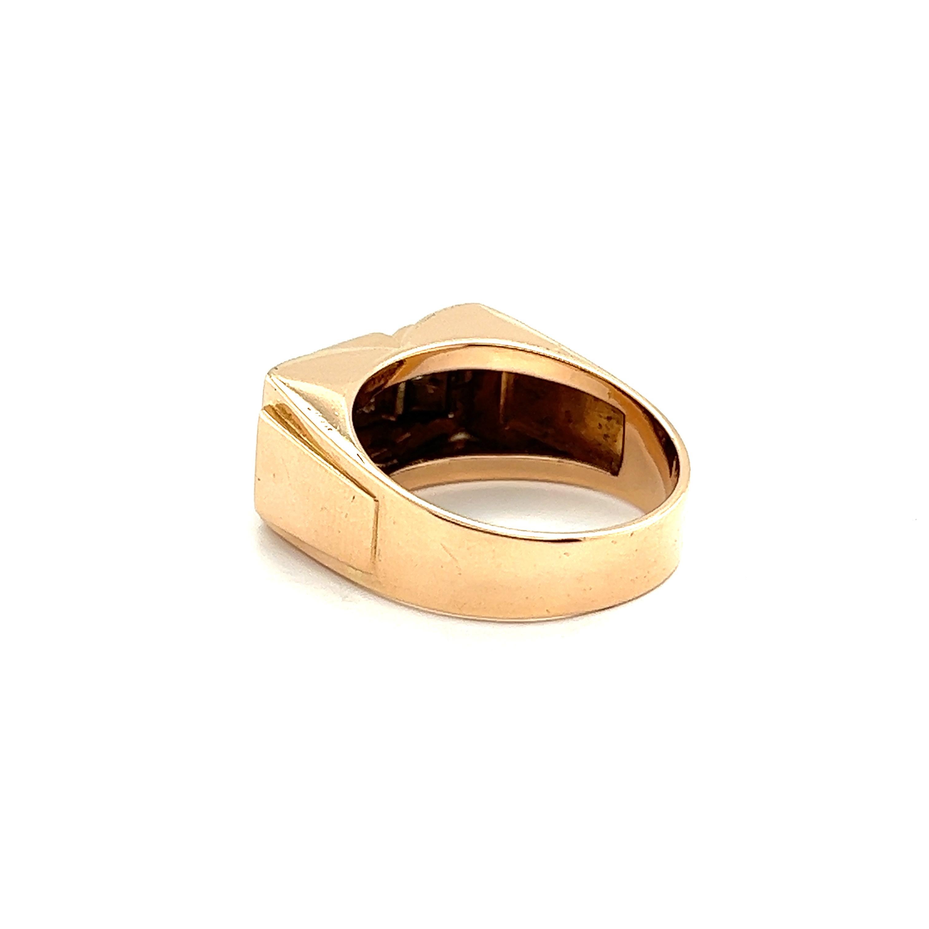 Women's Tank Ring Diamond Platinium Yellow Gold 18 Karat For Sale