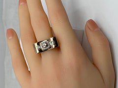 Bague TANK en or 18 carats sertie de 3 diamants