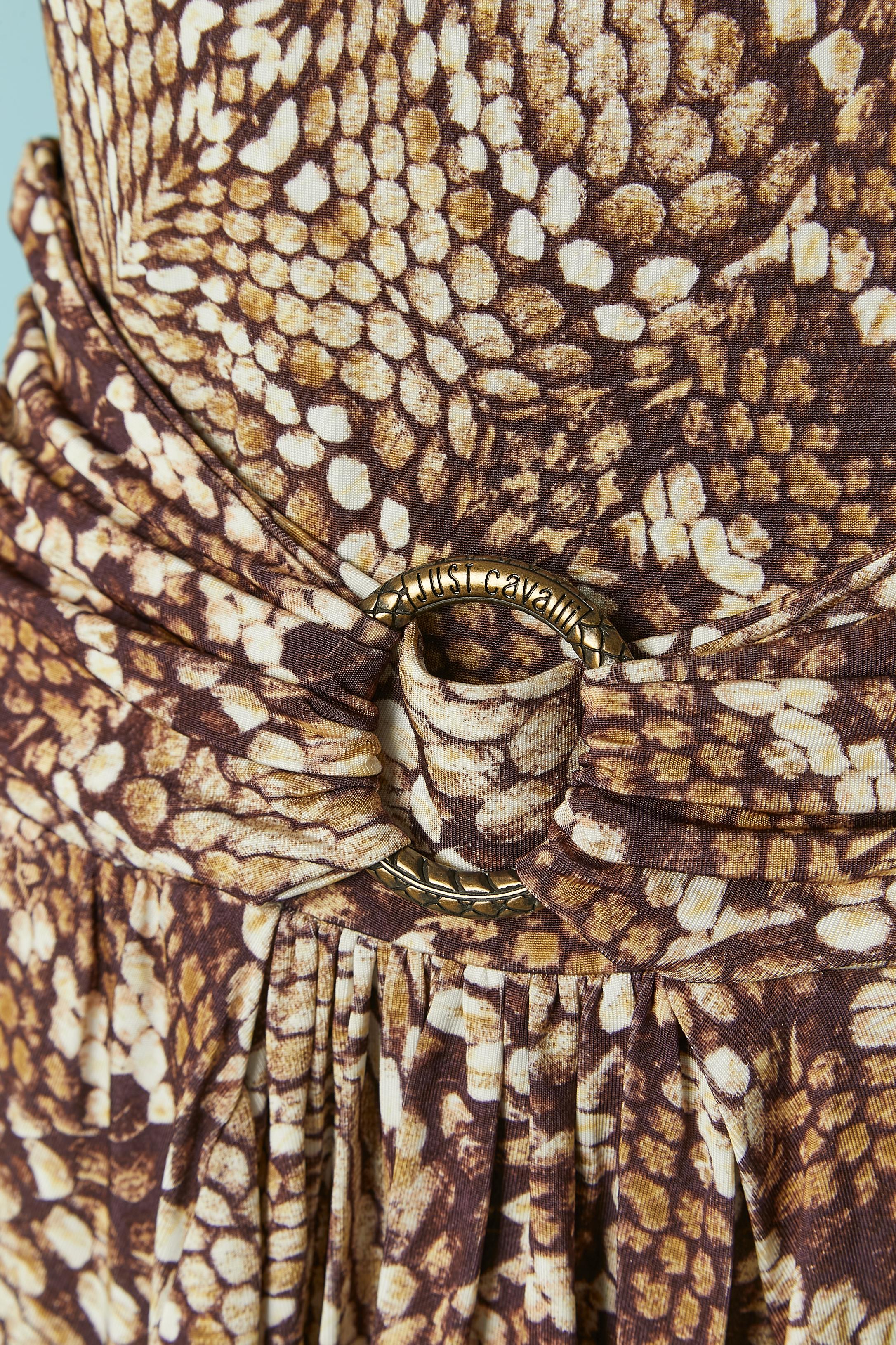 Brown Tank top and skirt ensemble in printed rayon jersey Just Cavalli For Sale