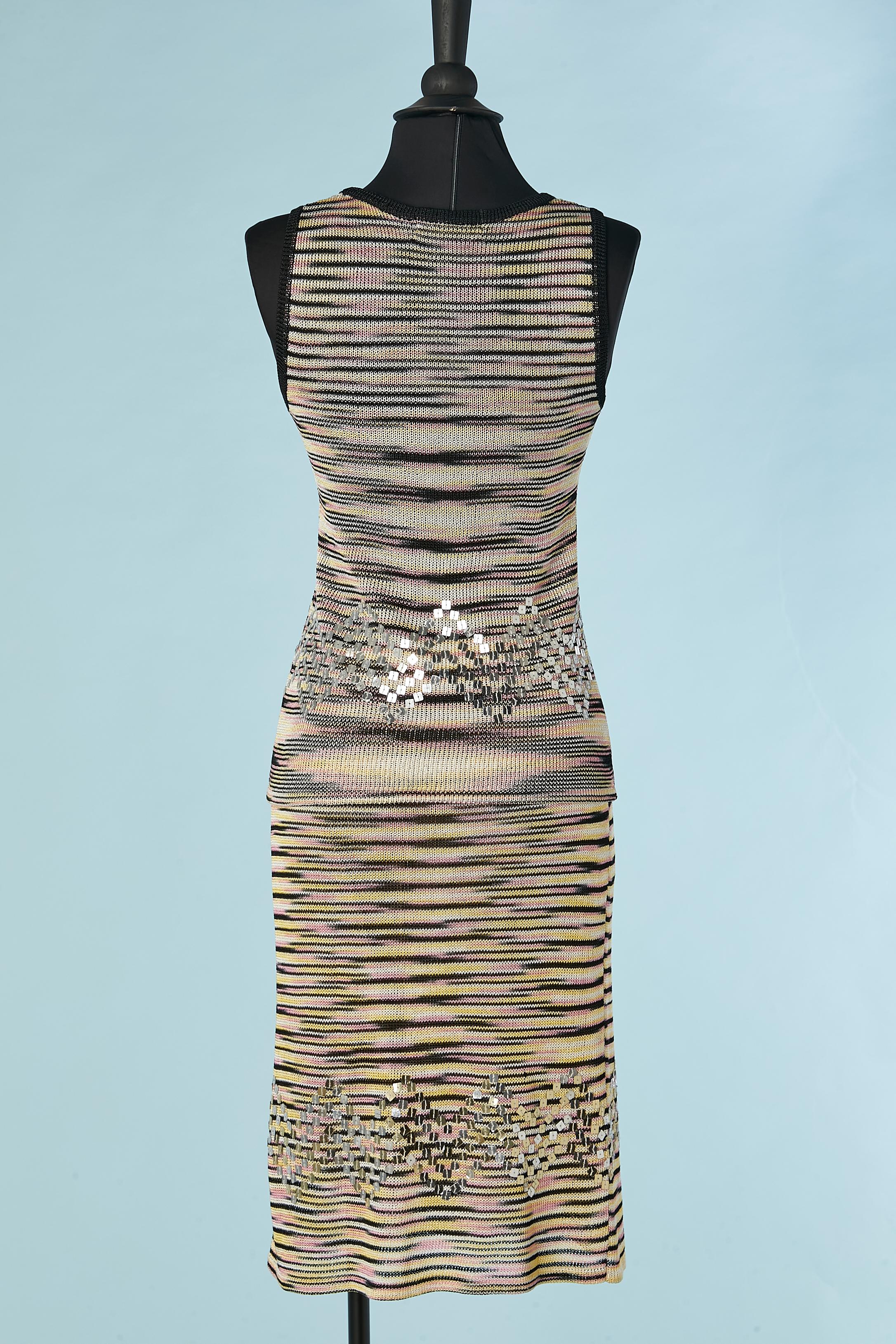 Tank top and skirt ensemble in rayon knit with sequin embellishment M Missoni For Sale 1