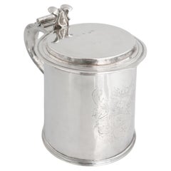 Charles II sterling silver tankard, silversmith TL, London, 1674