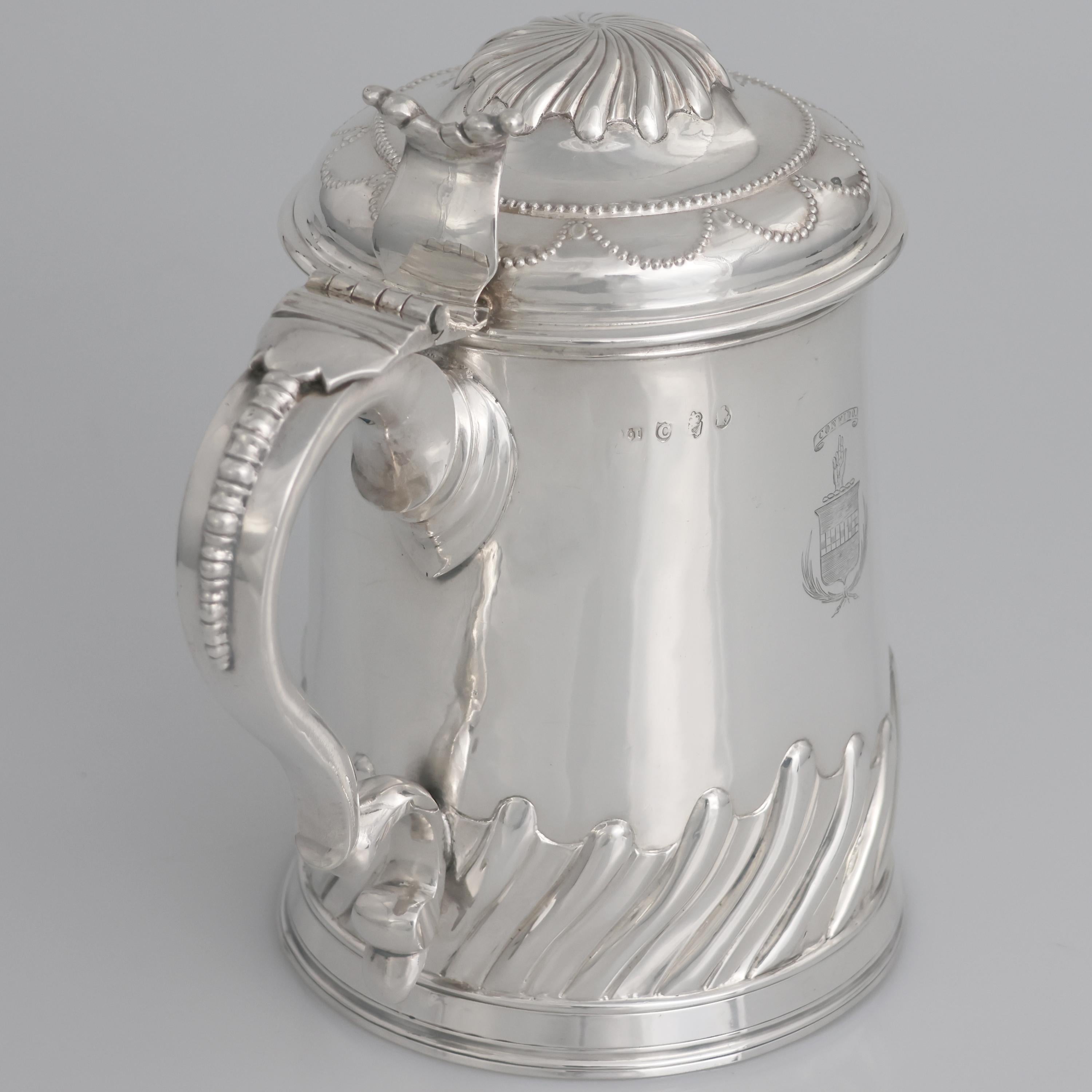 Tankard in argento sterling Giorgio II, Joseph Jackson, Dublino, 1749 In condizioni buone in vendita a Brescia, IT