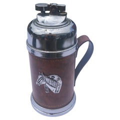 Tankard Leather Cigarette Holder and Lighter with Horse Head Decoration