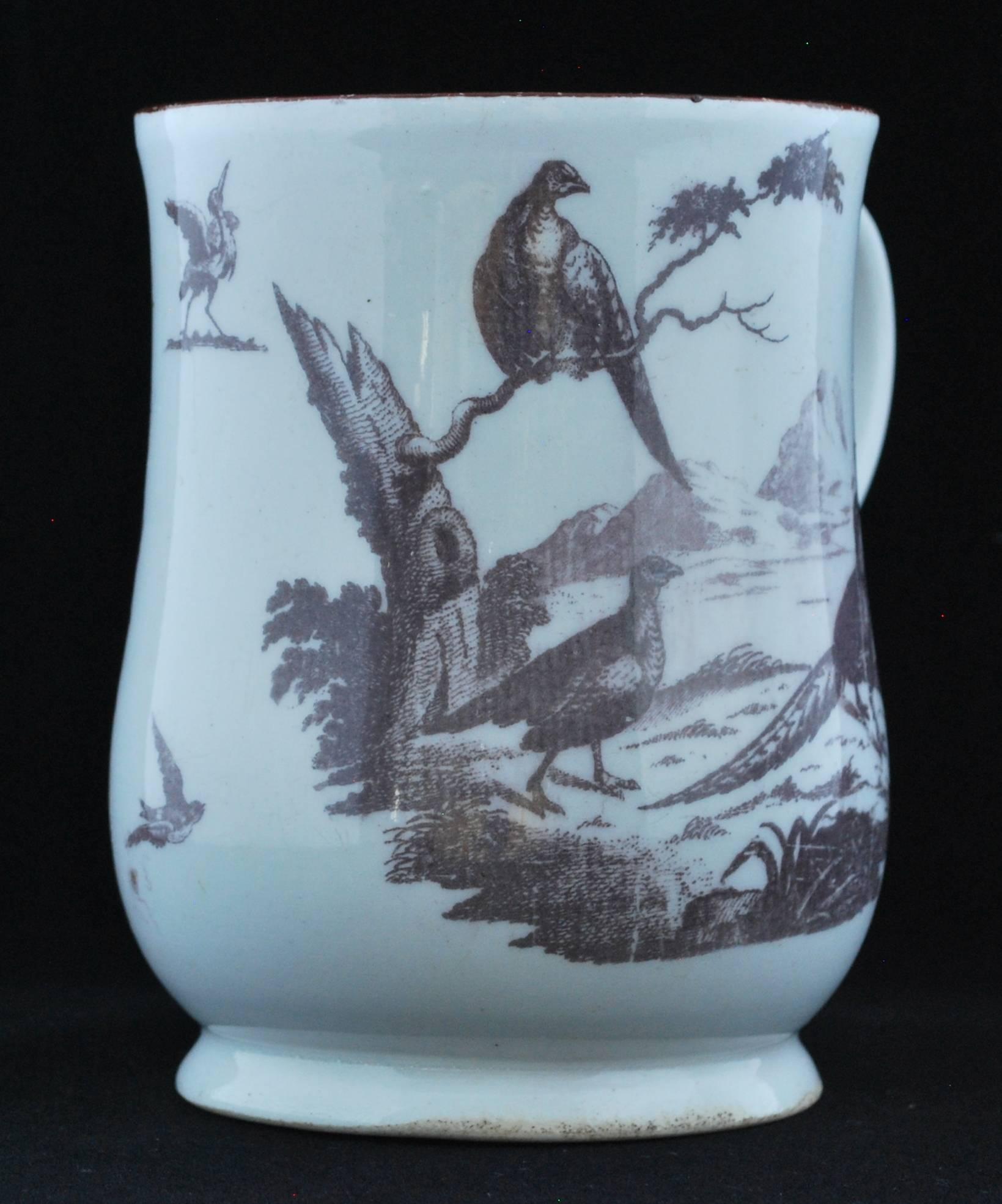 Neoclassical Tankard with Printed Decoration, Bow Porcelain Factory, circa 1758 For Sale