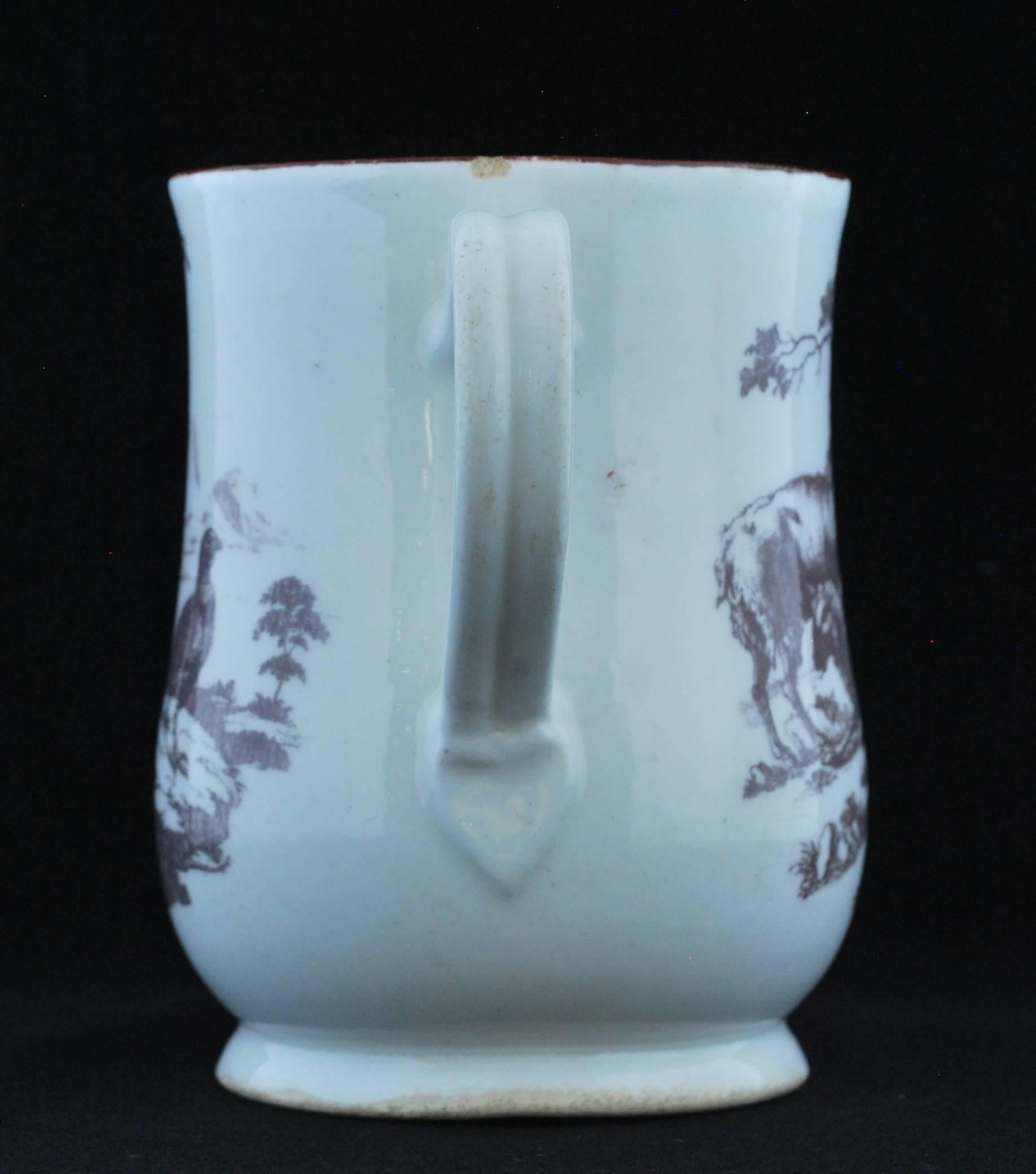18th Century Tankard with Printed Decoration, Bow Porcelain Factory, circa 1758 For Sale
