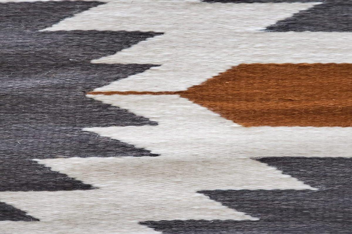 Bohemian Tanned Gray, Cream, and Brown Beni Handwoven Kilim |  Living Room Area Rug For Sale