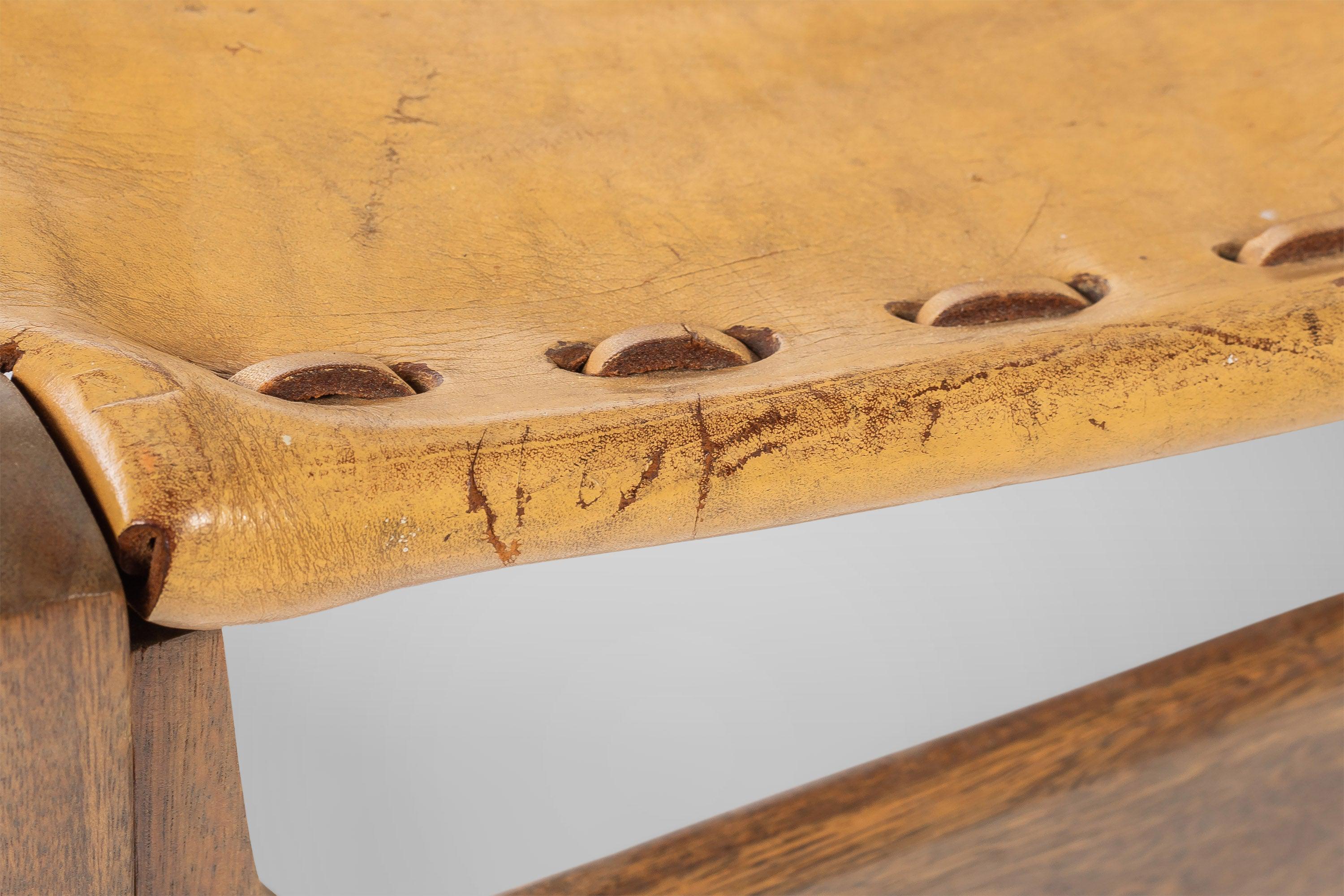 Chaise d'appoint en cuir de selle brun clair conçue par Biermann Werner pour Arte Sano, 1960 en vente 3