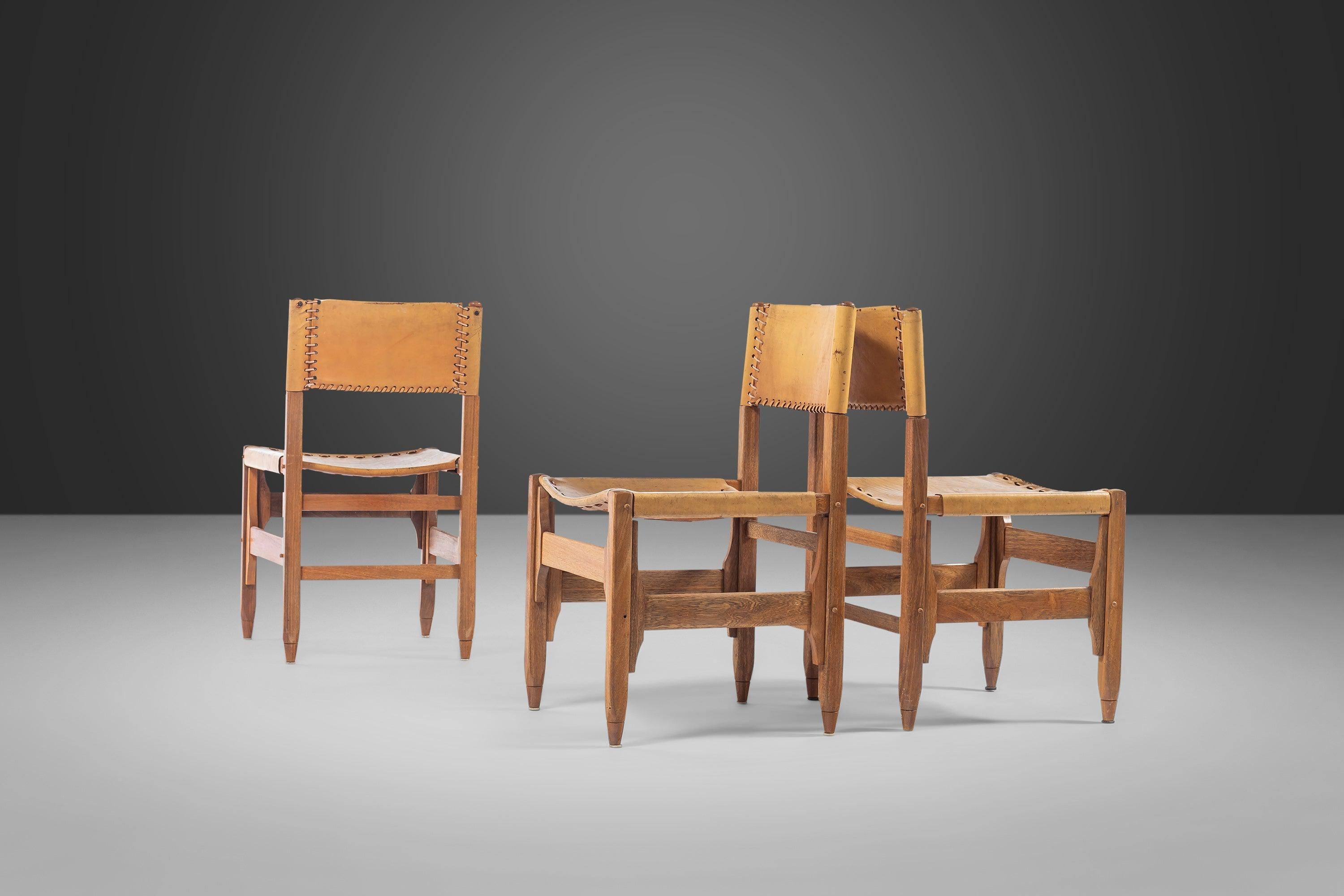 Tanned Saddle Leather Side Chair Designed by Biermann Werner for Arte Sano, 1960 For Sale 7