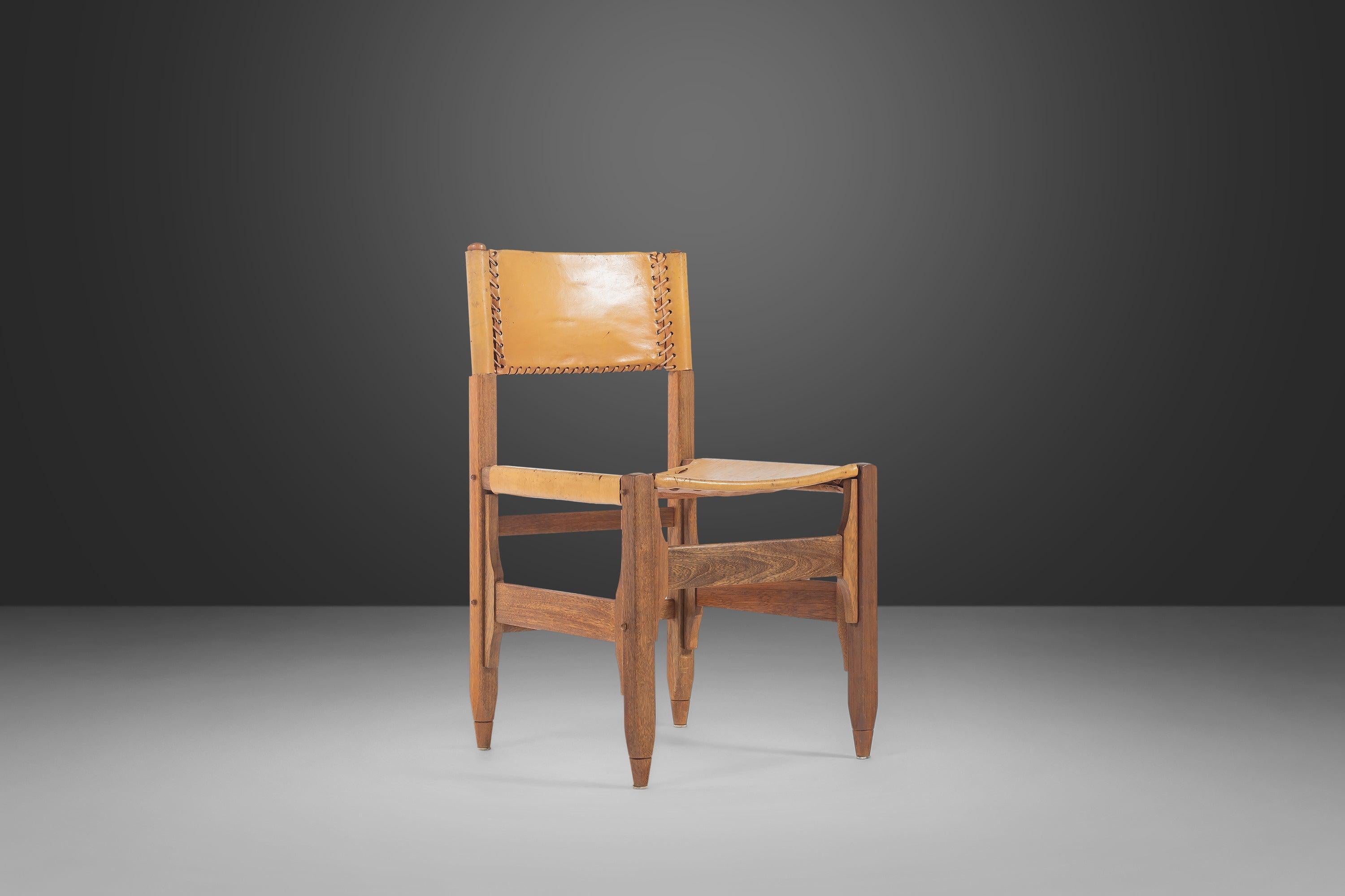 Campaign Tanned Saddle Leather Side Chair Designed by Biermann Werner for Arte Sano, 1960 For Sale