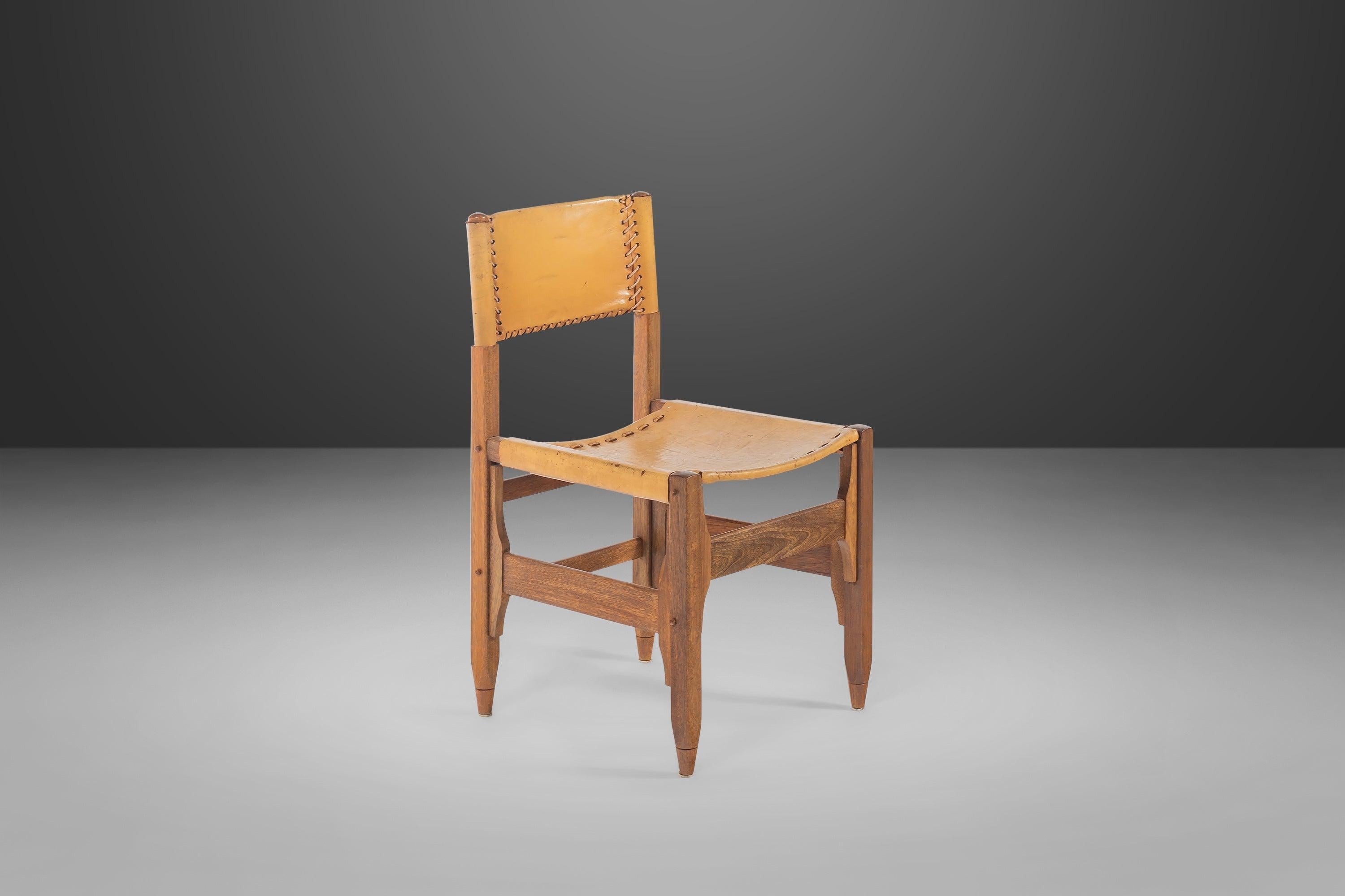 European Tanned Saddle Leather Side Chair Designed by Biermann Werner for Arte Sano, 1960 For Sale