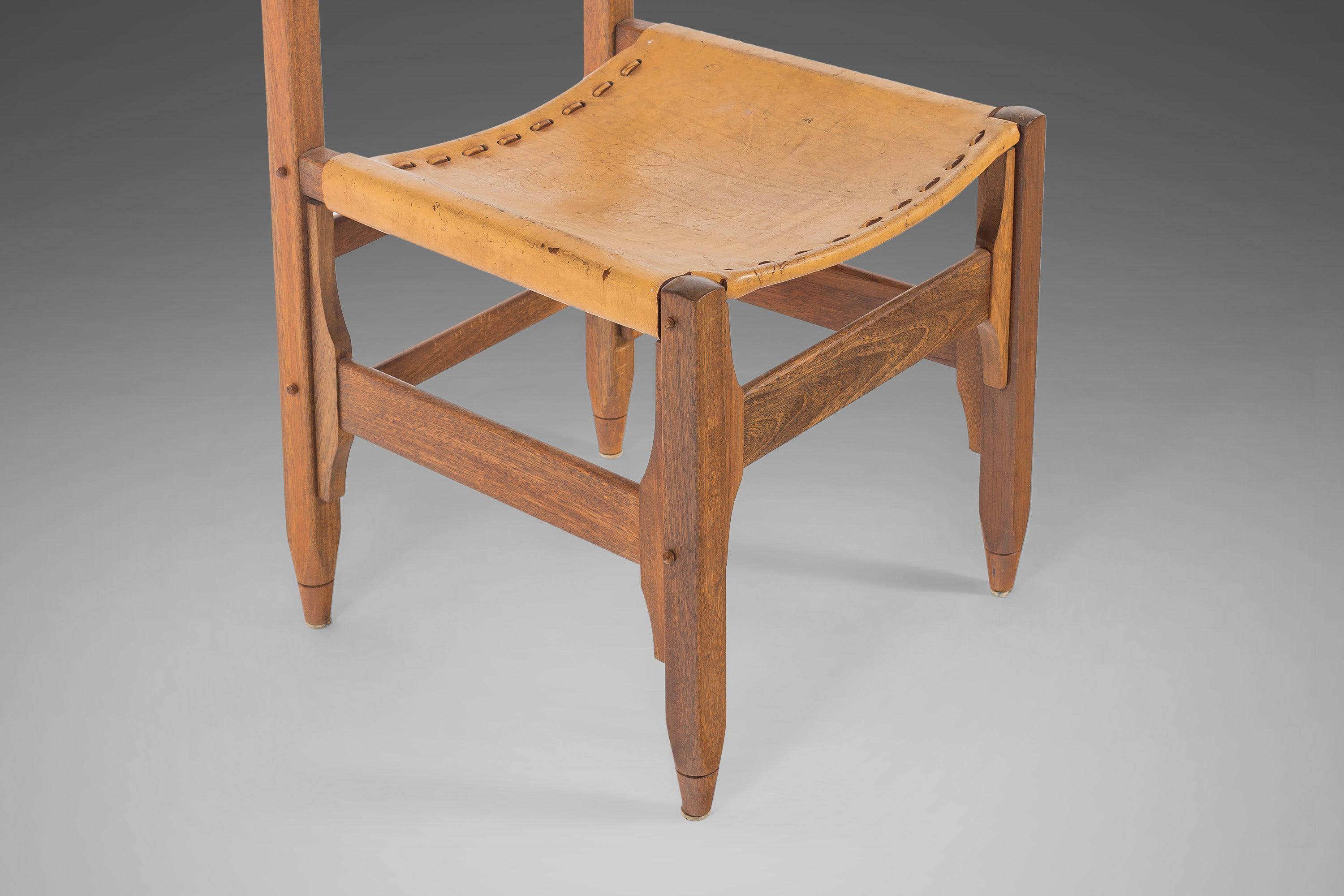 Milieu du XXe siècle Chaise d'appoint en cuir de selle brun clair conçue par Biermann Werner pour Arte Sano, 1960 en vente