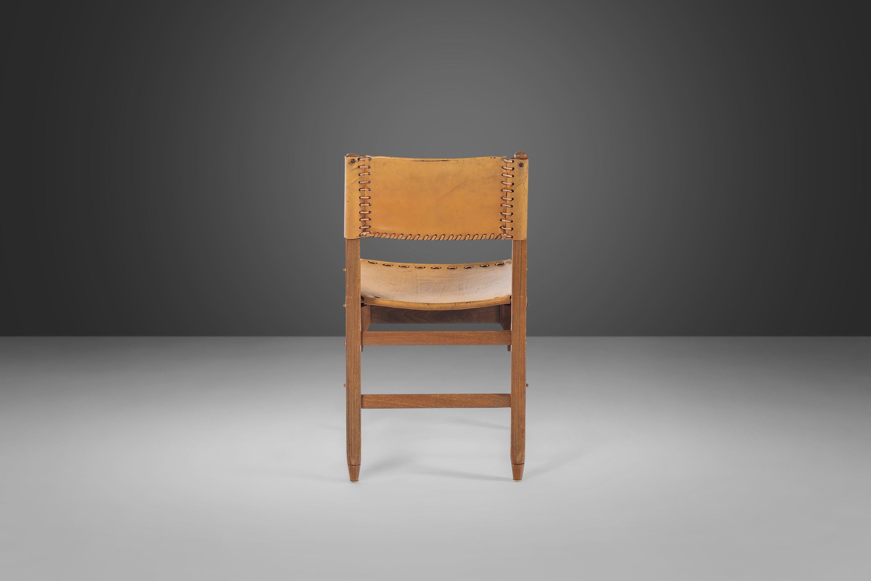 Tanned Saddle Leather Side Chair Designed by Biermann Werner for Arte Sano, 1960 For Sale 1