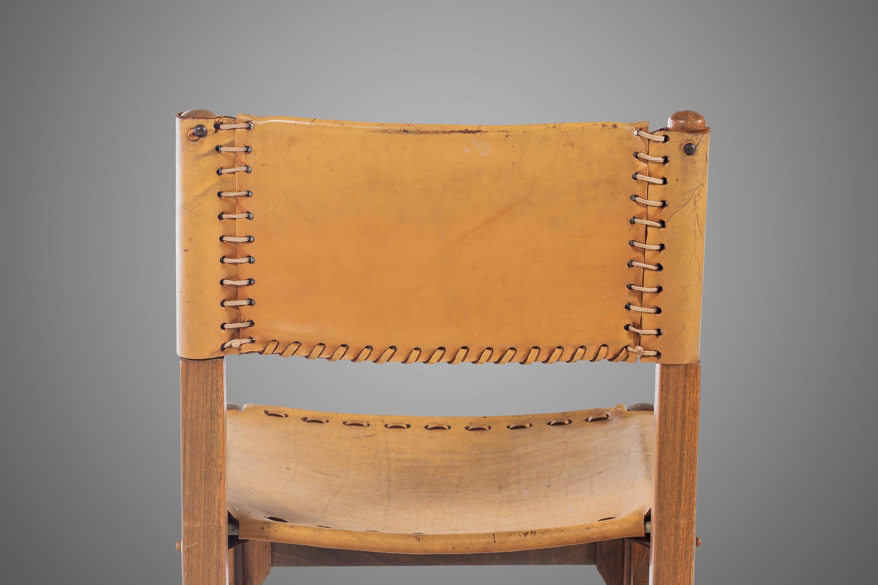 Tanned Saddle Leather Side Chair Designed by Biermann Werner for Arte Sano, 1960 For Sale 2