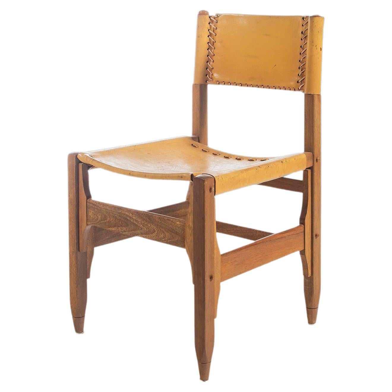 Beistellstuhl aus braunem Sattelleder entworfen von Biermann Werner für Arte Sano, 1960