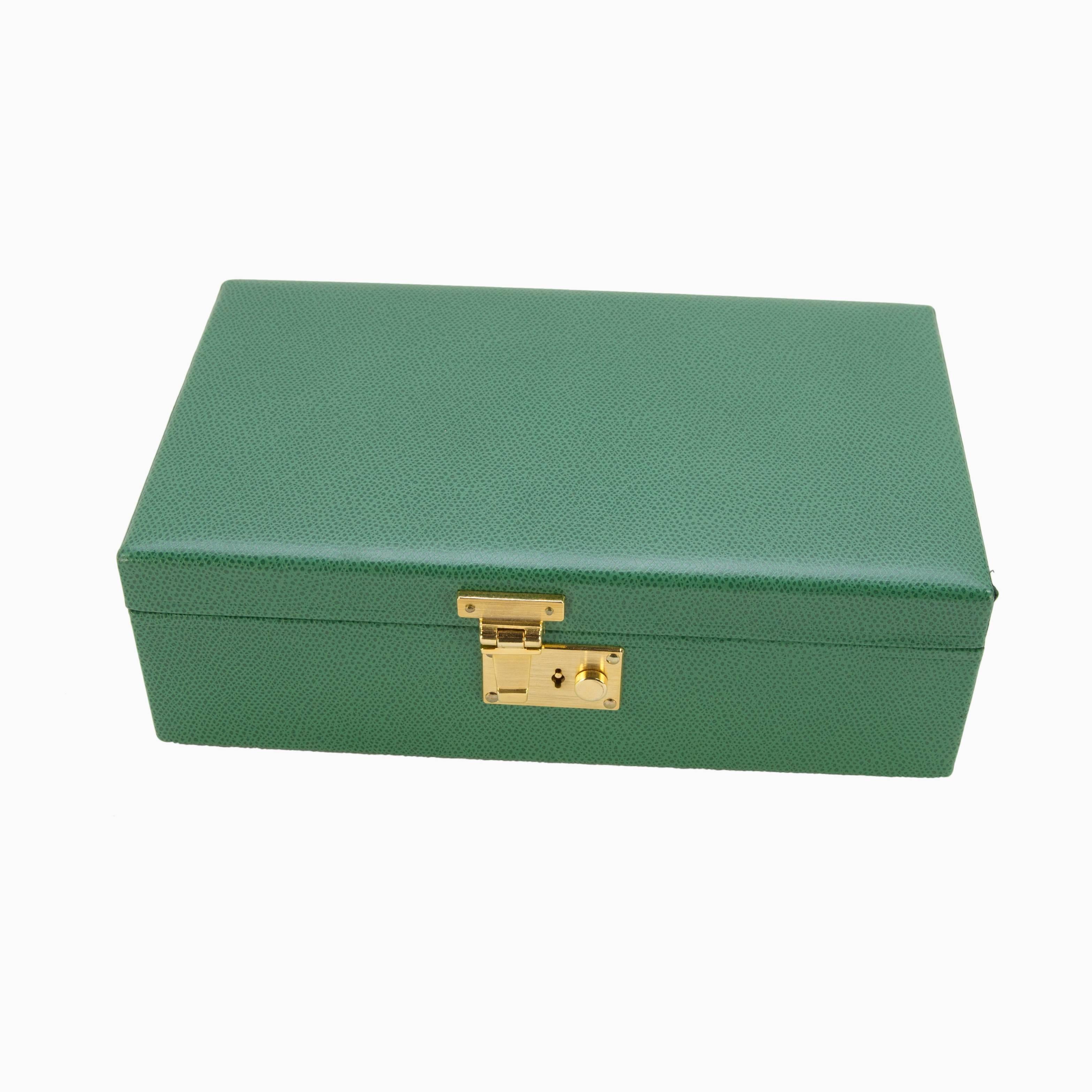 Modern Tanner Krolle Green Leather Jewelry Box London, England