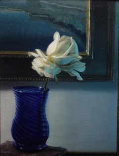 Vase in Weiß-Rose, Blau