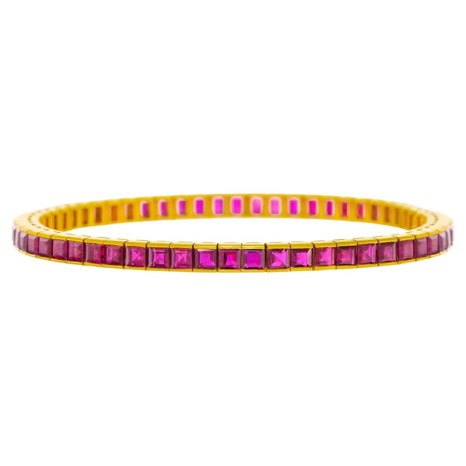 Tannler 10 Carat Ruby Line Bracelet circa 1970s Zurich