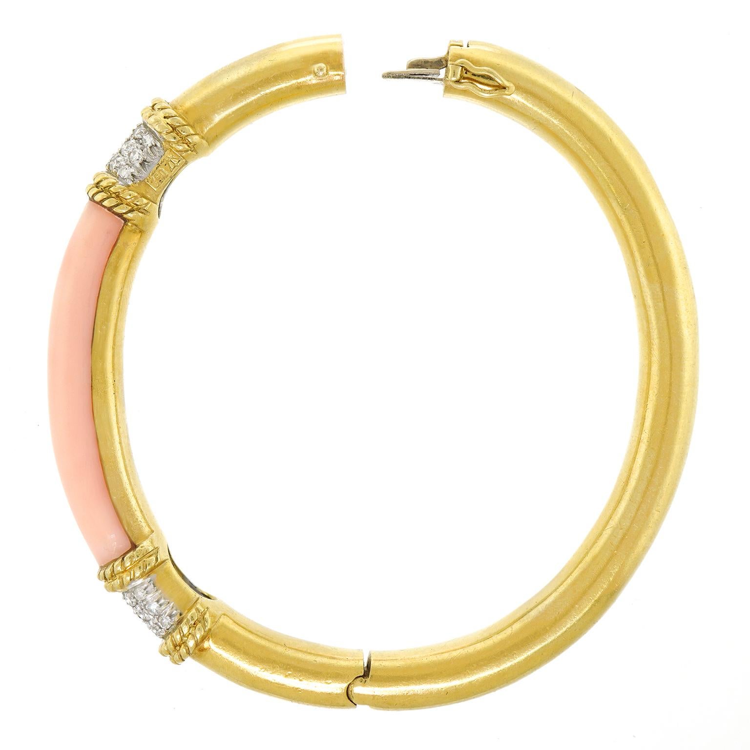 Bracciale Bangle in corallo e diamanti Tannler in vendita 5