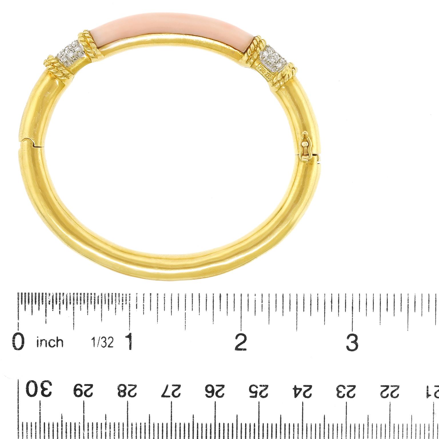 Bracciale Bangle in corallo e diamanti Tannler in vendita 1