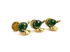 Tannler of Switzerland 18 Karat Gold Enamel Mallard Duck Shirt Studs