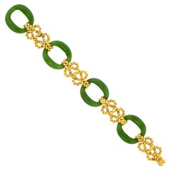 Sechziger-Jahre-Armband aus Jade und Gold von Bernstein