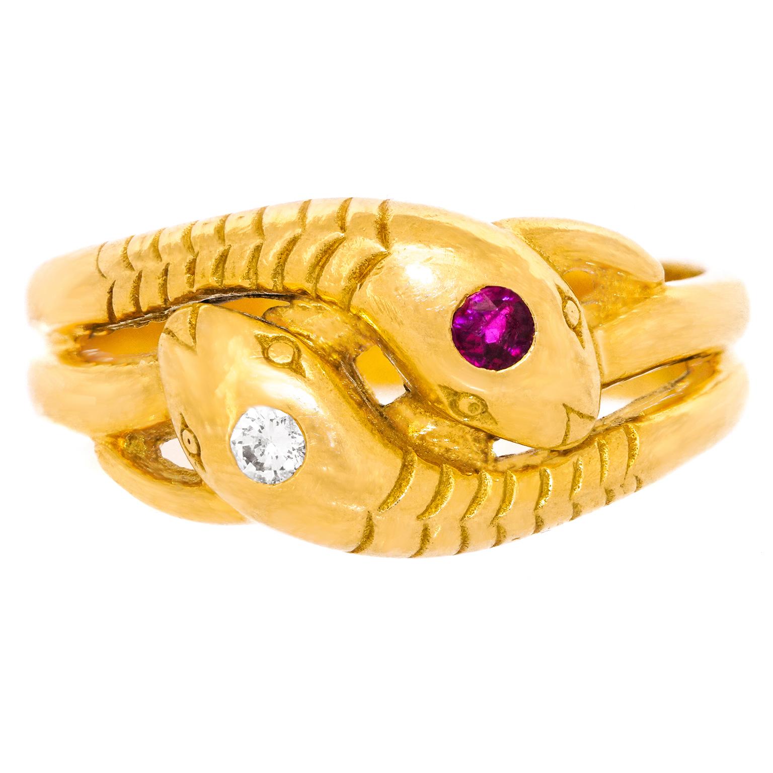 Round Cut Tannler of Zurich Snake Ring For Sale