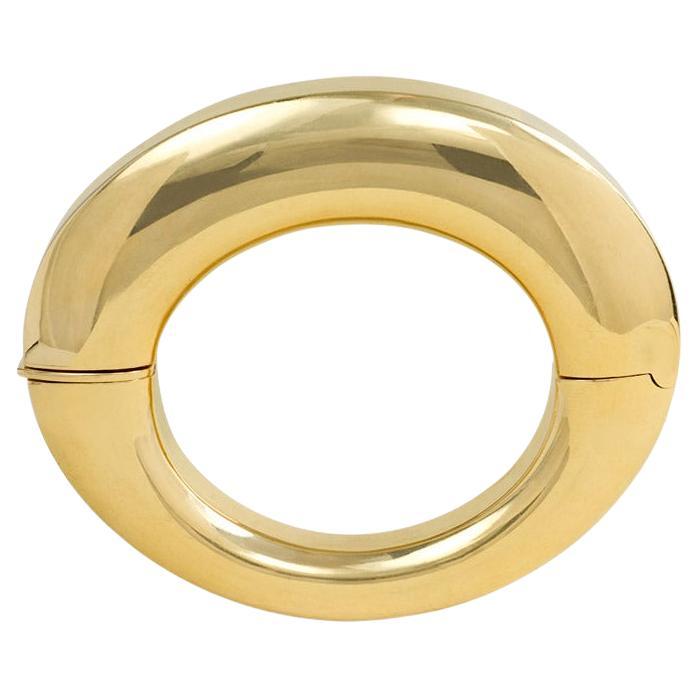 Tännler, Switzerland 1970s Modernist Gold Elliptical Bangle Bracelet