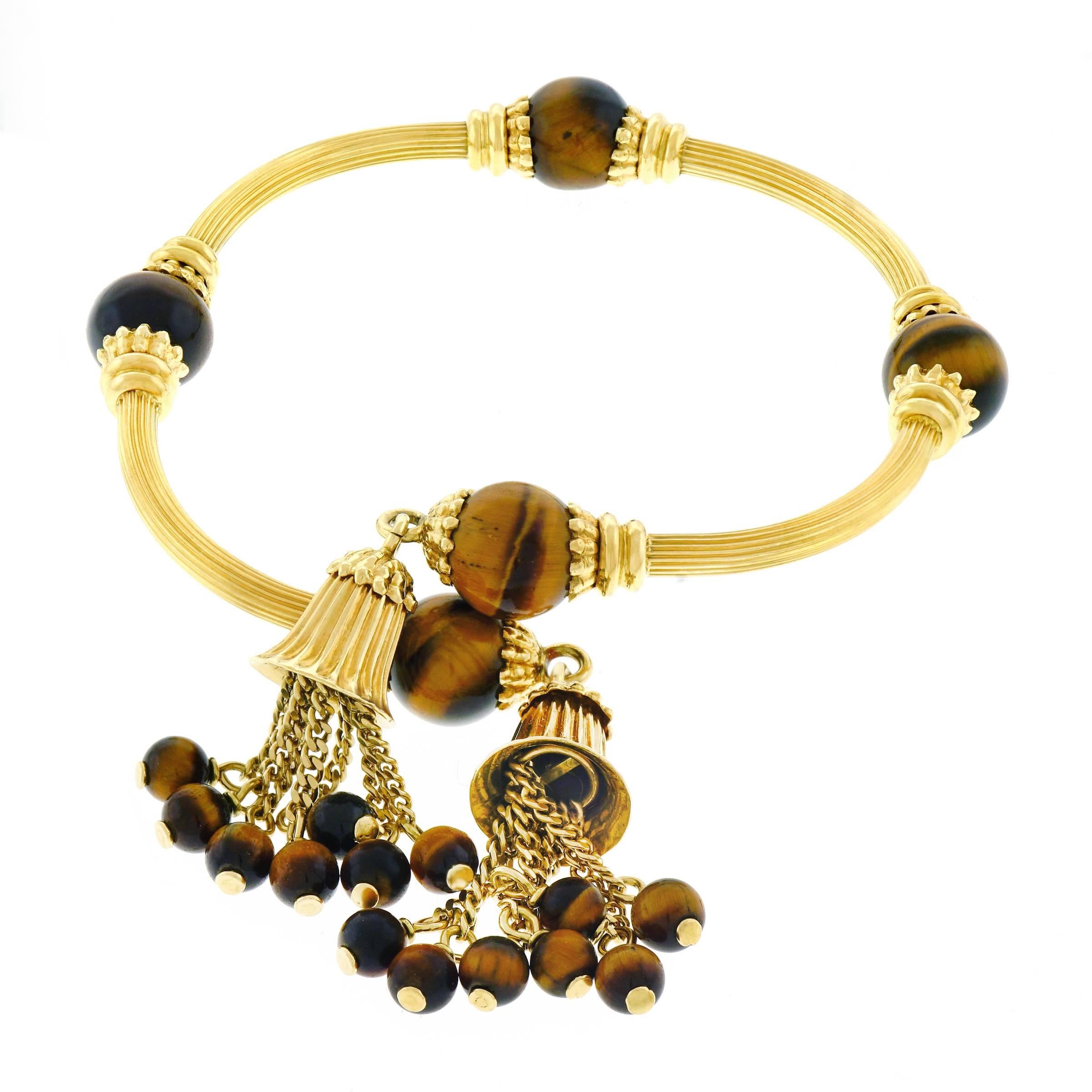 Tannler Tiger’s Eye and Gold Tasseled Bangle 4