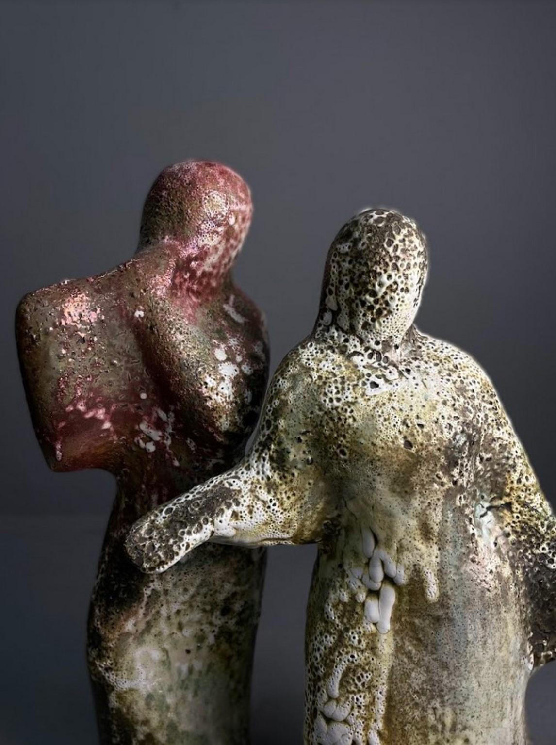 Post-Modern Tanok Diptych Sculptures by Gorn Ceramics For Sale