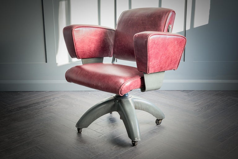Tansad De Luxe v.26 Red Leather Office Chair For Sale at 1stDibs