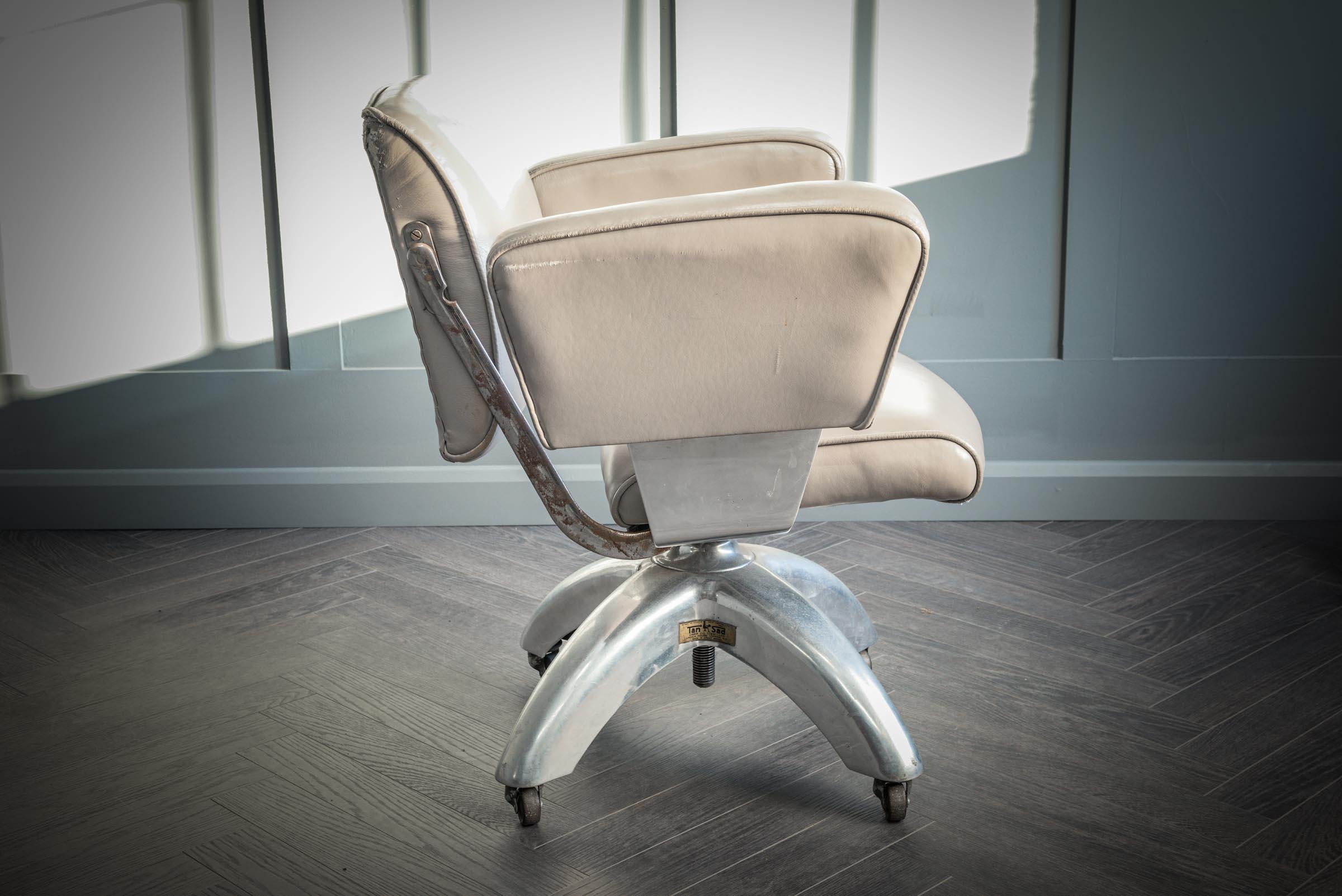 Chaise de bureau Tansad Modèle De Luxe en cuir gris V.26 en vente 5
